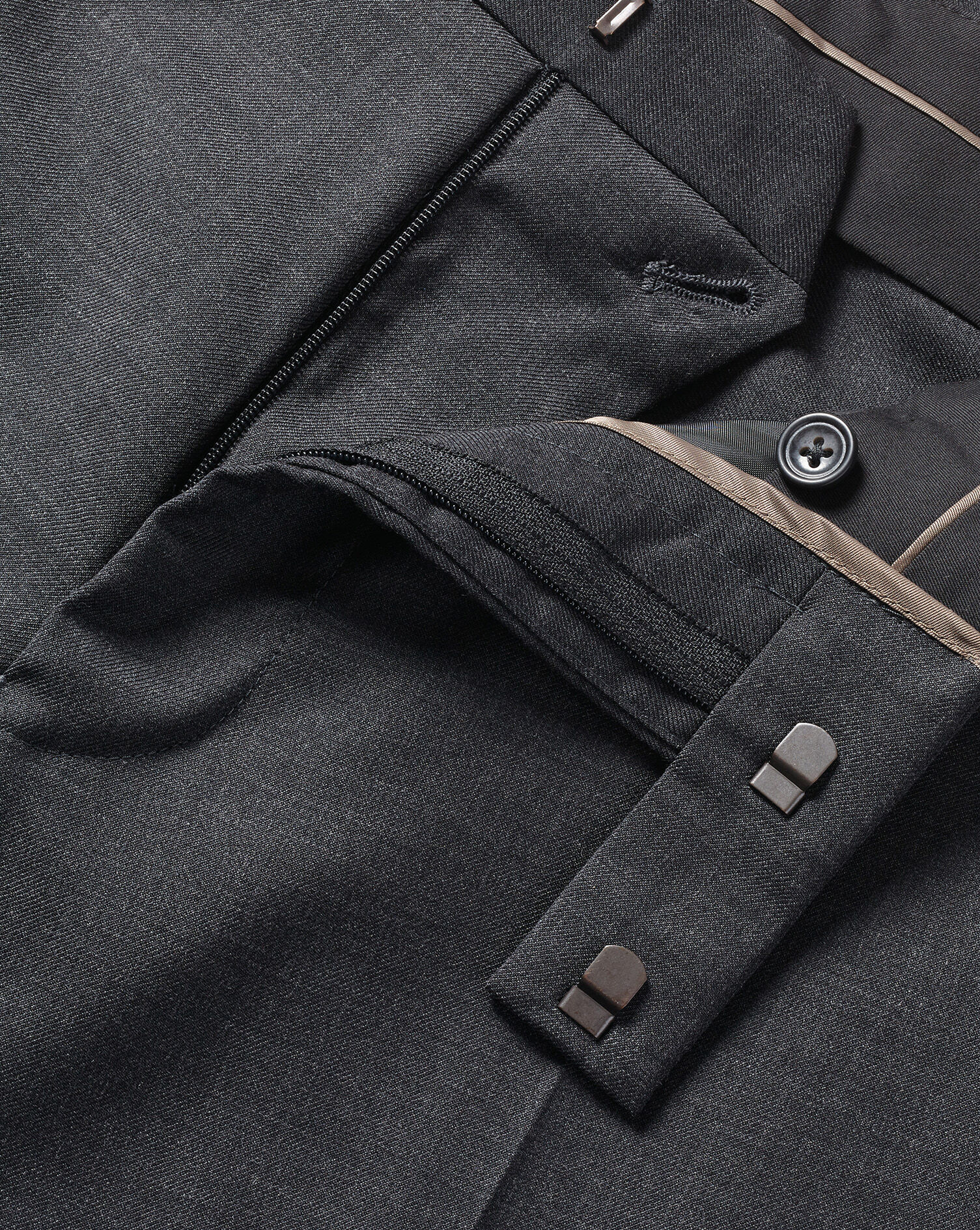 Natural Stretch Twill Suit Pants - Charcoal