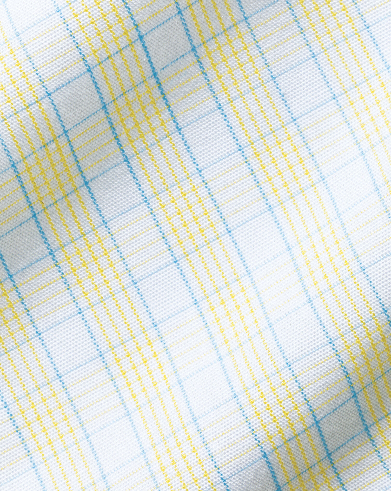 Spread Collar Non-Iron Poplin Check Shirt - Lemon