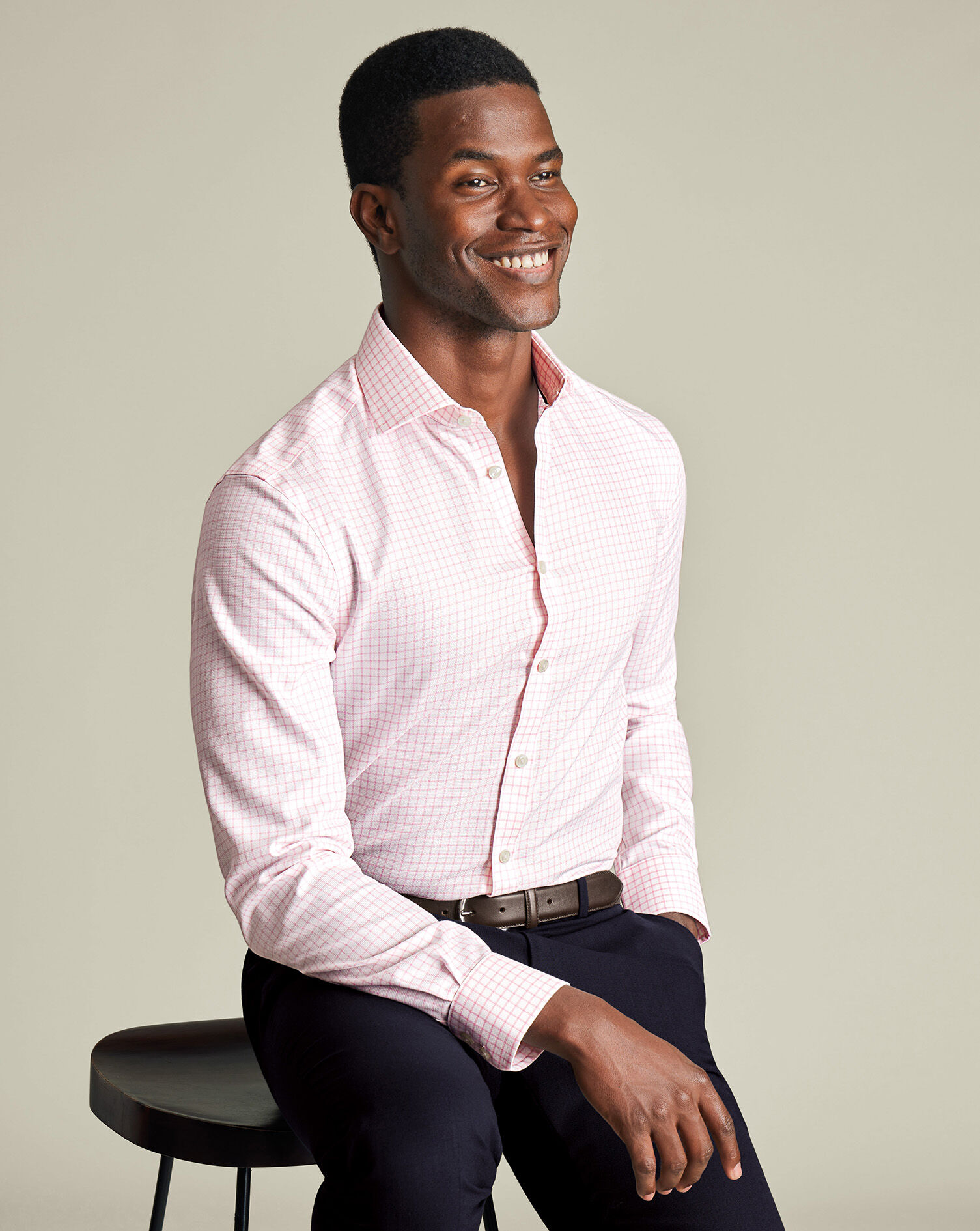 Non-Iron Westminster Weave Check Shirt - Pink