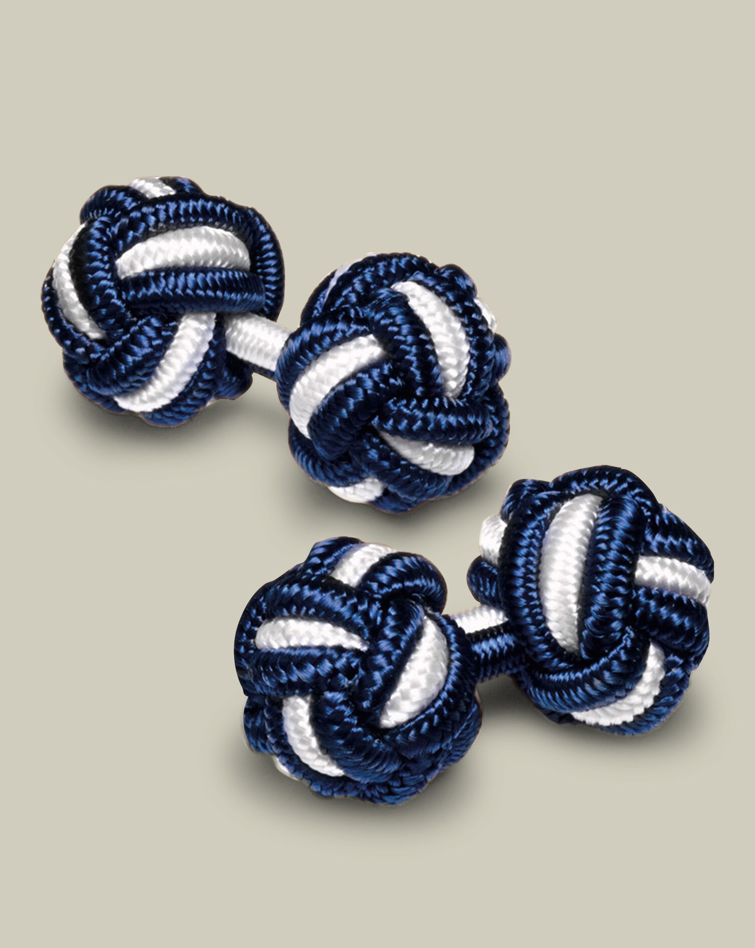 Knot Cufflinks - Indigo Blue & White