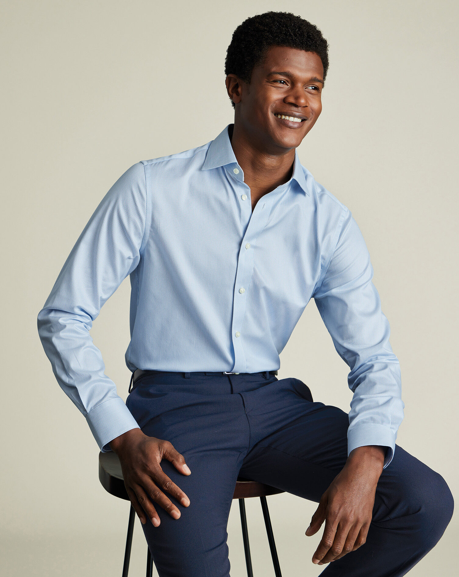 Luxury Stripe Shirt - Cornflower Blue