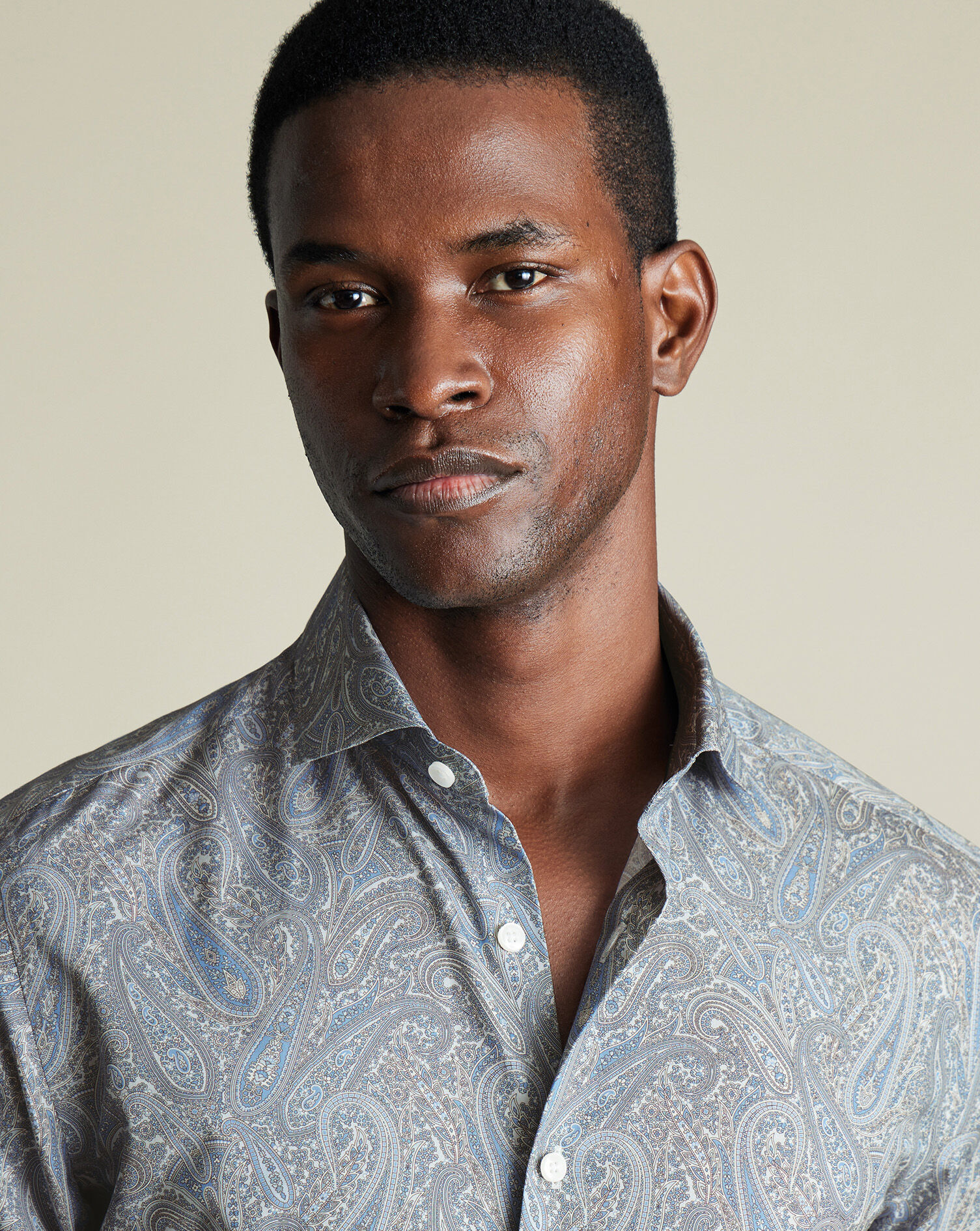 Made with Liberty Fabric Paisley Shirt - Mid Blue