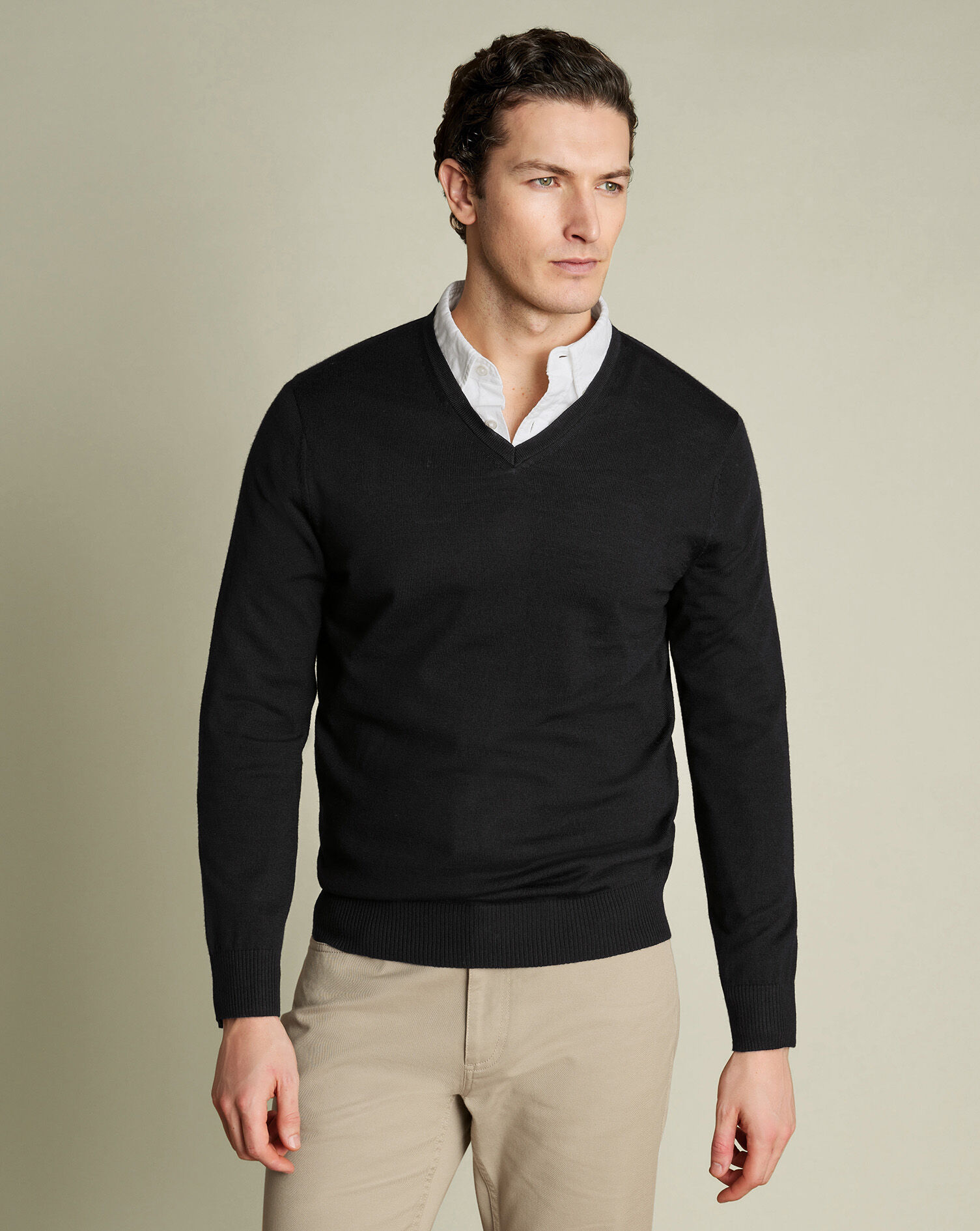 Merino V-Neck Sweater - Black