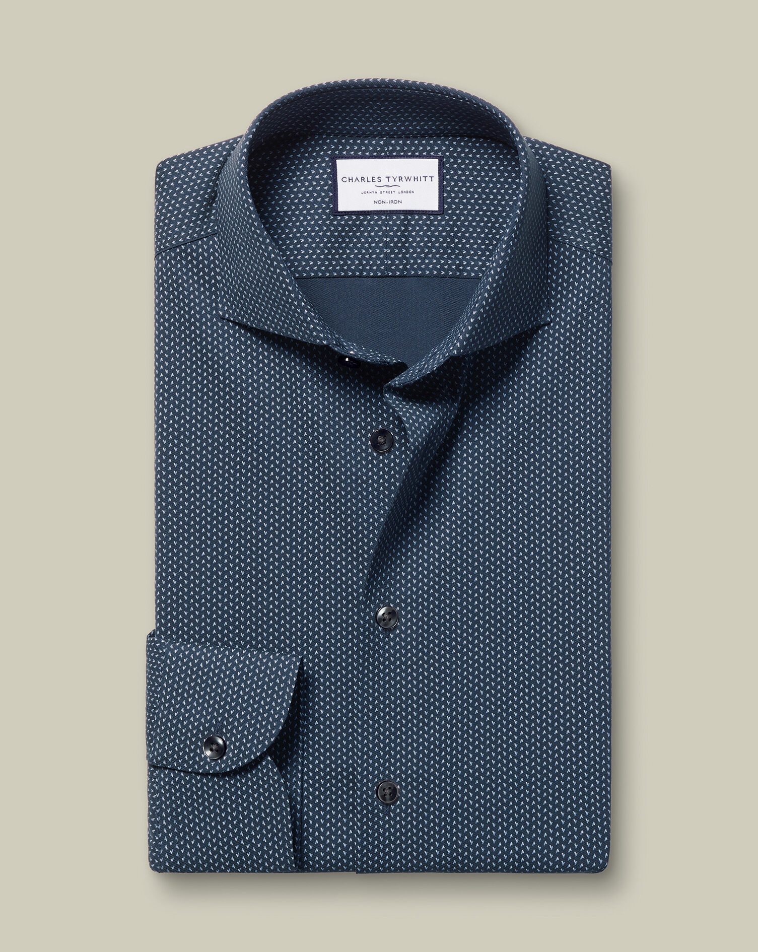 Non-Iron Performance Twill Geo Print Shirt - Petrol Blue