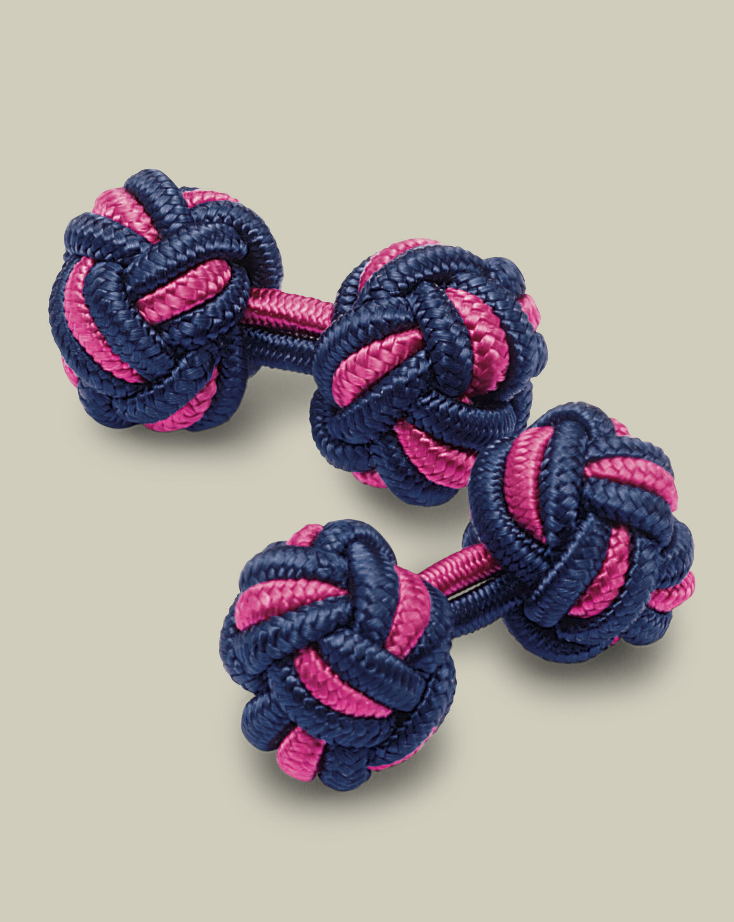 Knot Cufflinks - Indigo Blue & Bright Pink