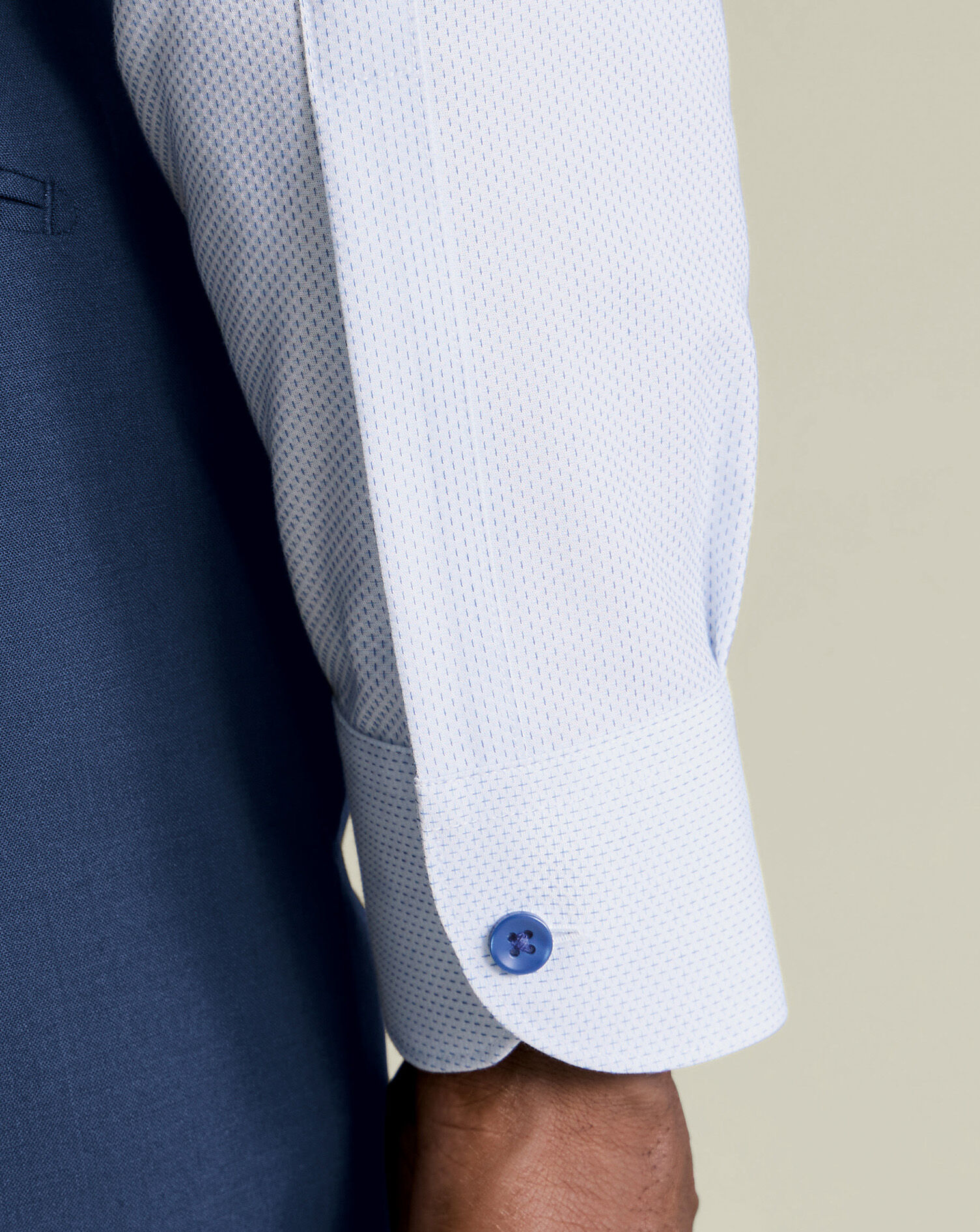 Non-Iron Stretch Texture Shirt - White & Sky Blue