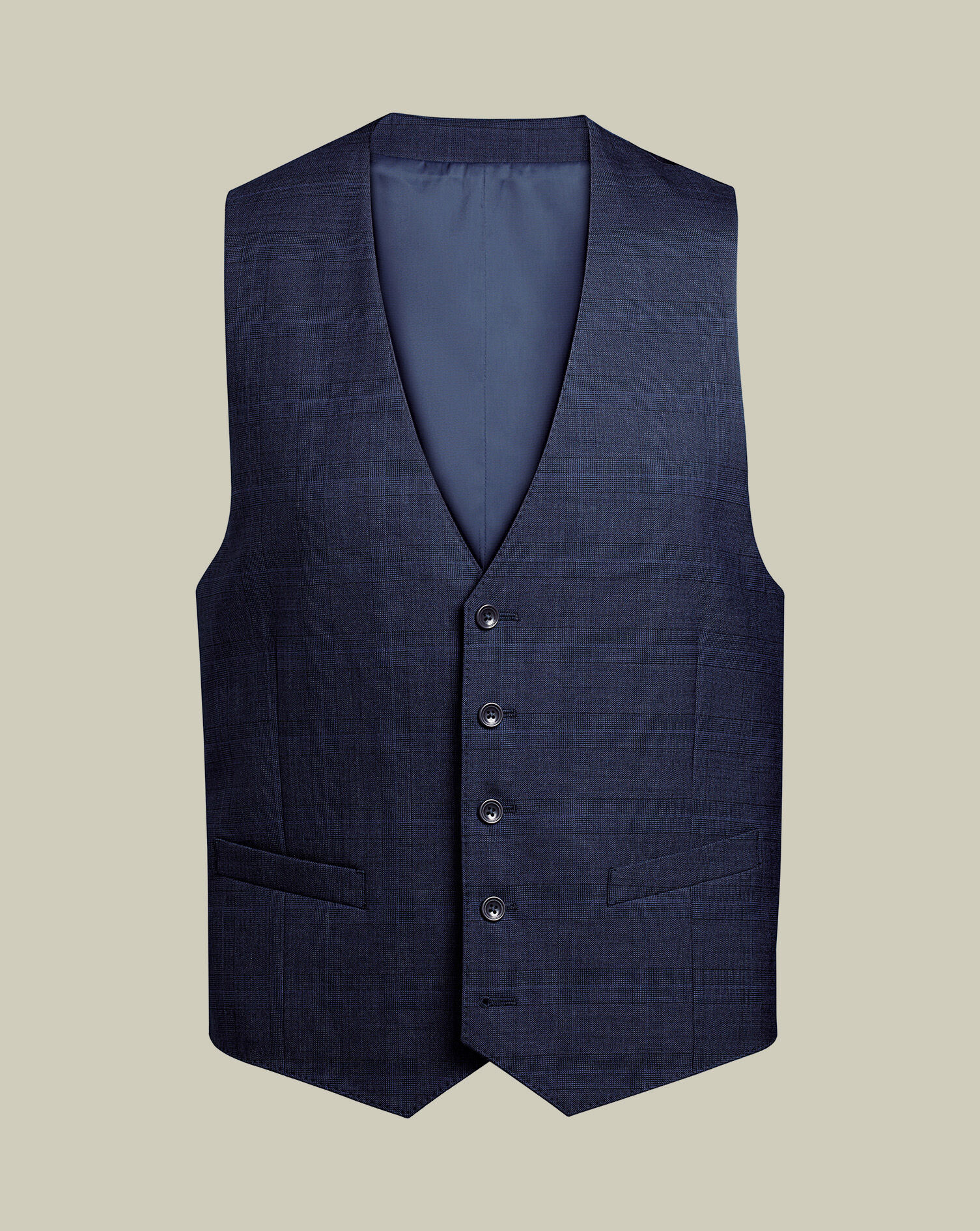Check Suit Vest - Ink Blue