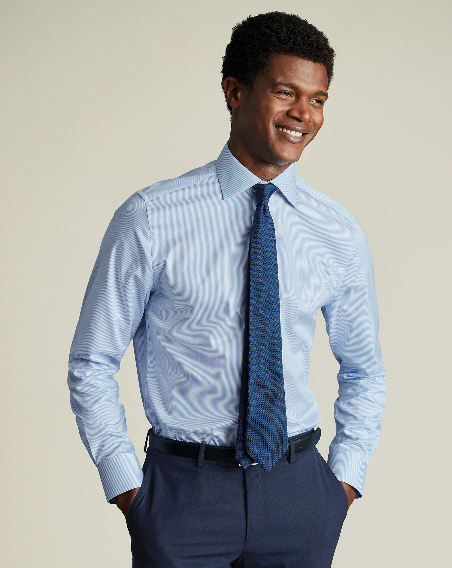 Luxury Stripe Shirt - Cornflower Blue