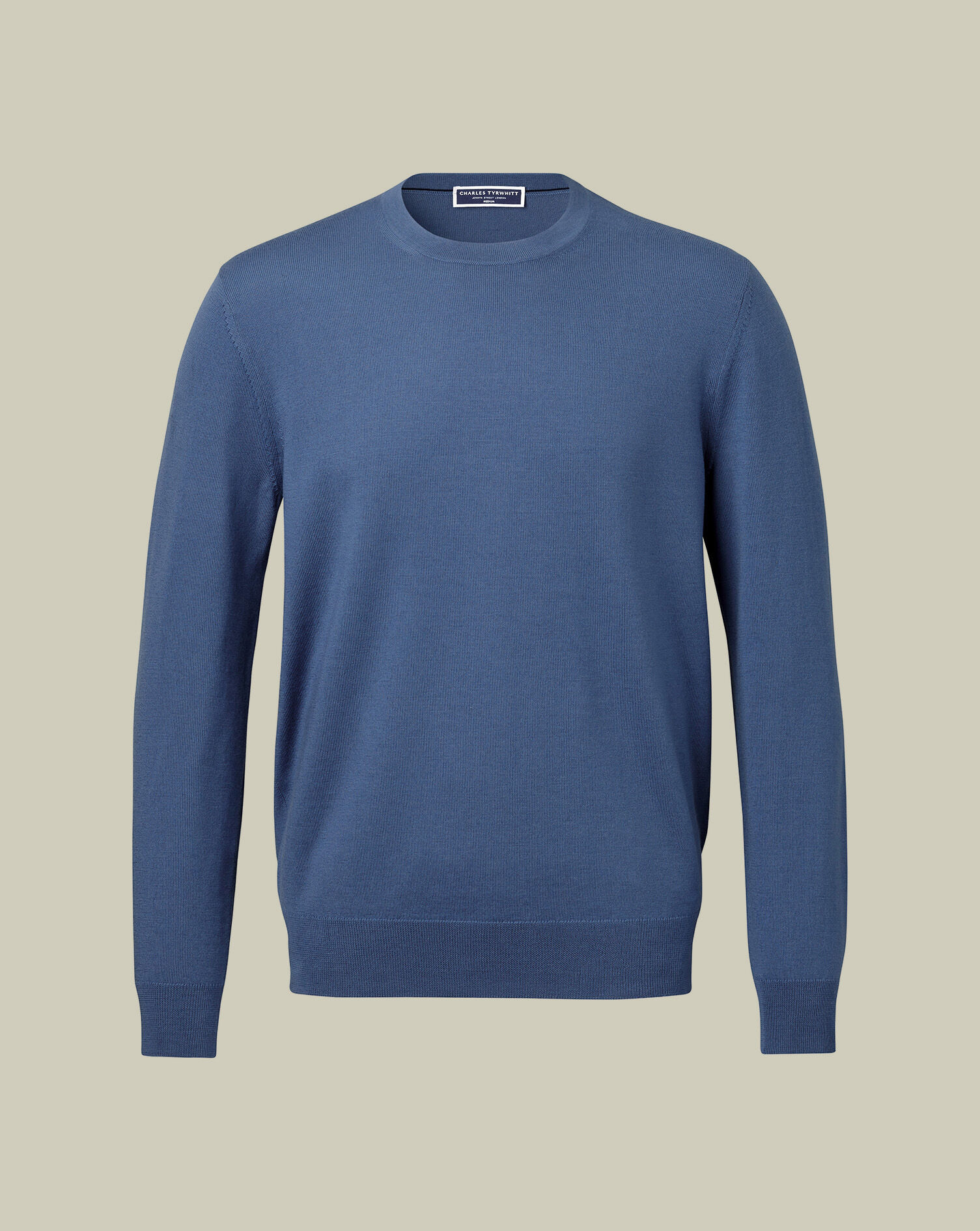 Pure Merino Crew Neck Sweater - Steel Blue