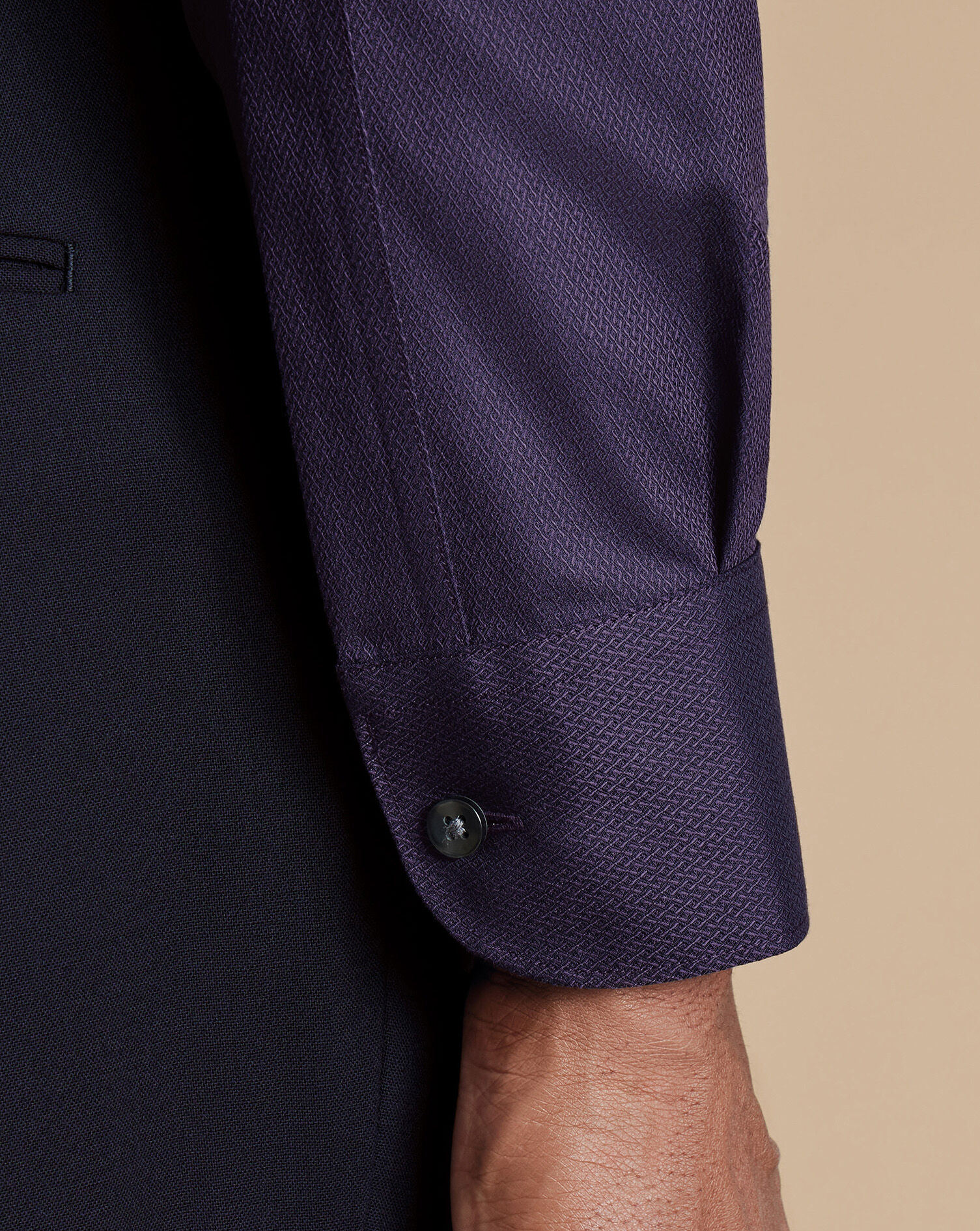 Semi-Spread Collar Non-Iron Stretch Texture Shirt - Purple