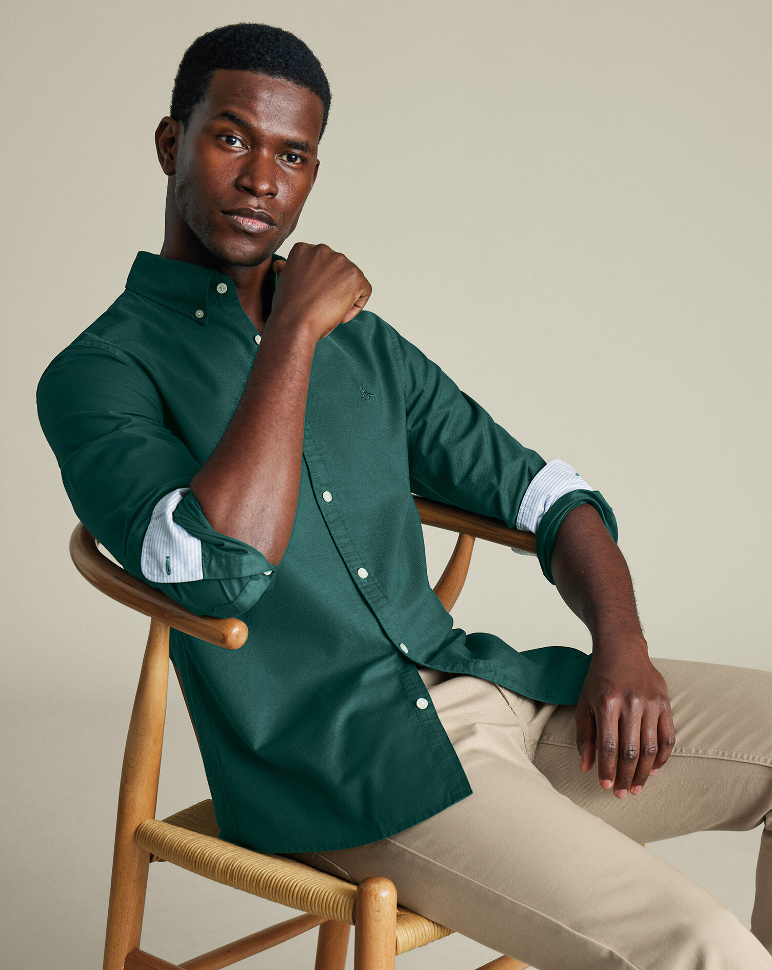 Stretch Washed Oxford Shirt - Teal Green