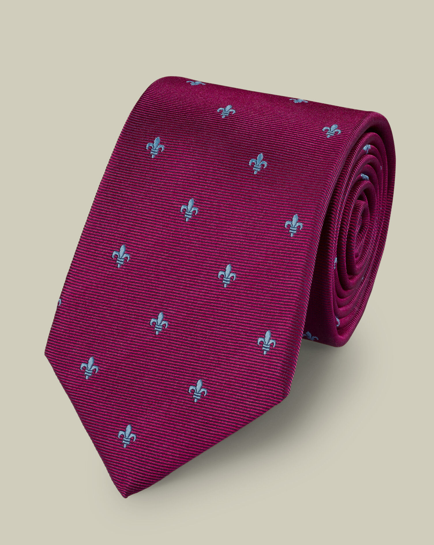 Stain Resistant Fleur-de-Lys Silk Tie - Blackberry Purple