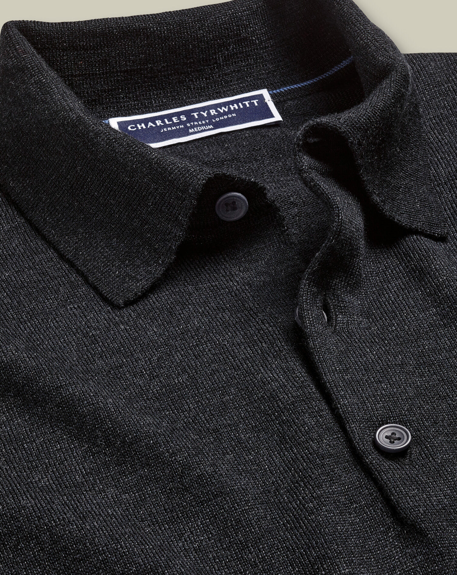 Pure Merino Knitted Polo - Charcoal Gray