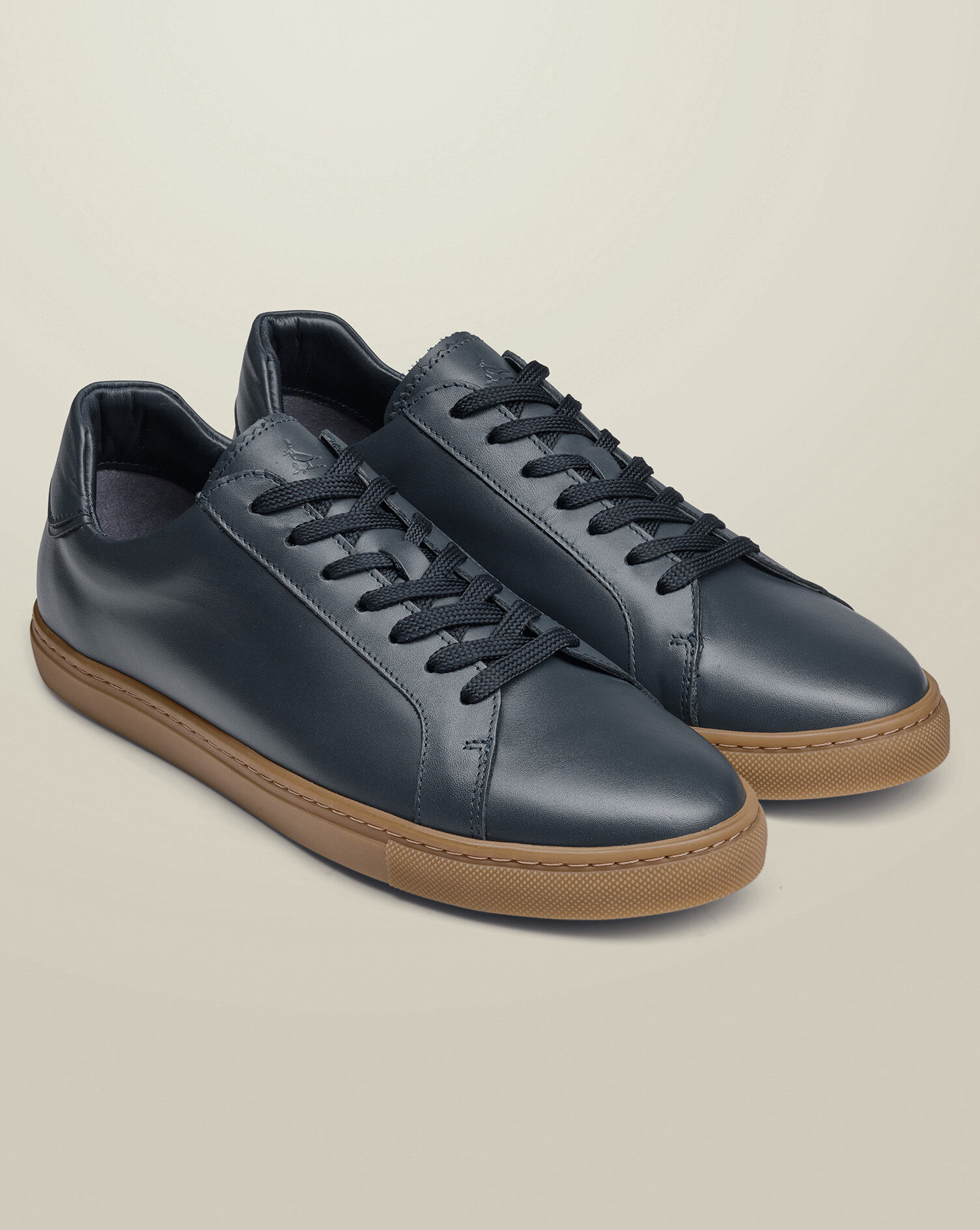 Gum Sole Leather Sneakers - Navy