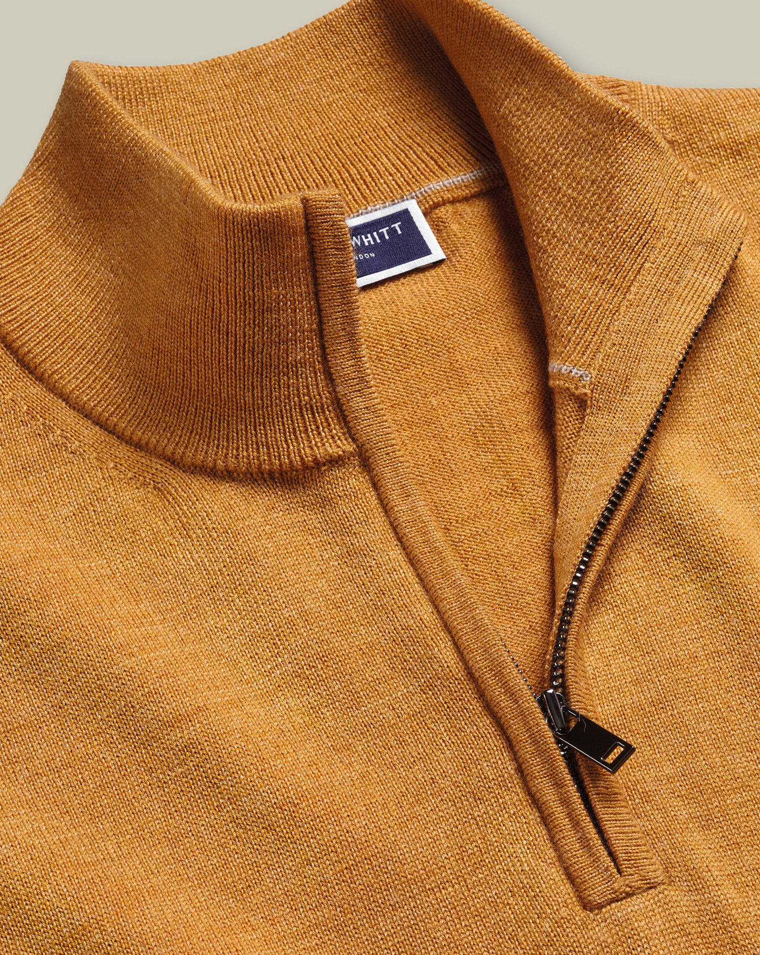 Pure Merino Quarter Zip Sweater - Yellow