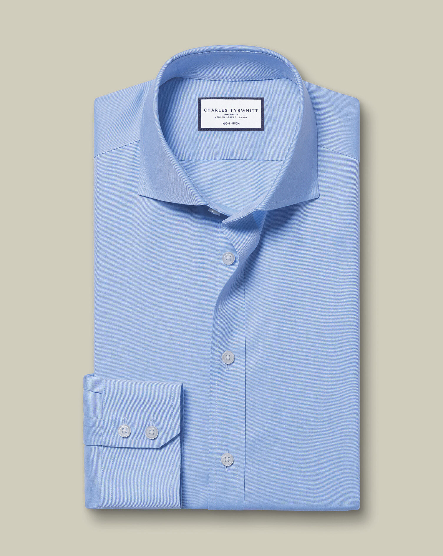 Spread Collar Non-Iron Twill Shirt - Cornflower Blue