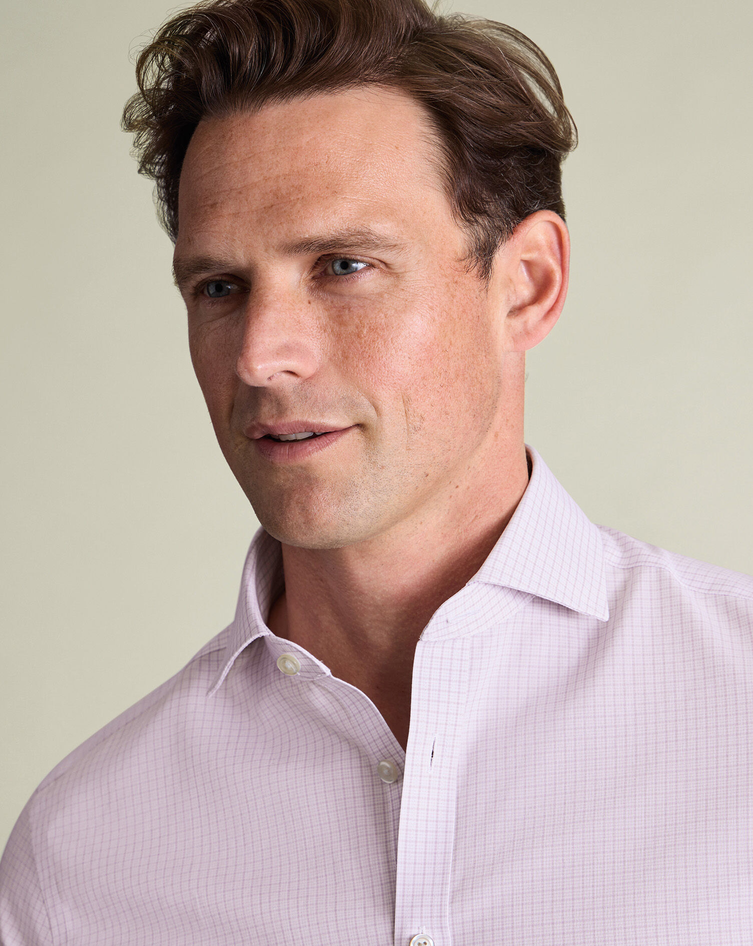 Non-Iron Poplin Check Shirt - Lilac