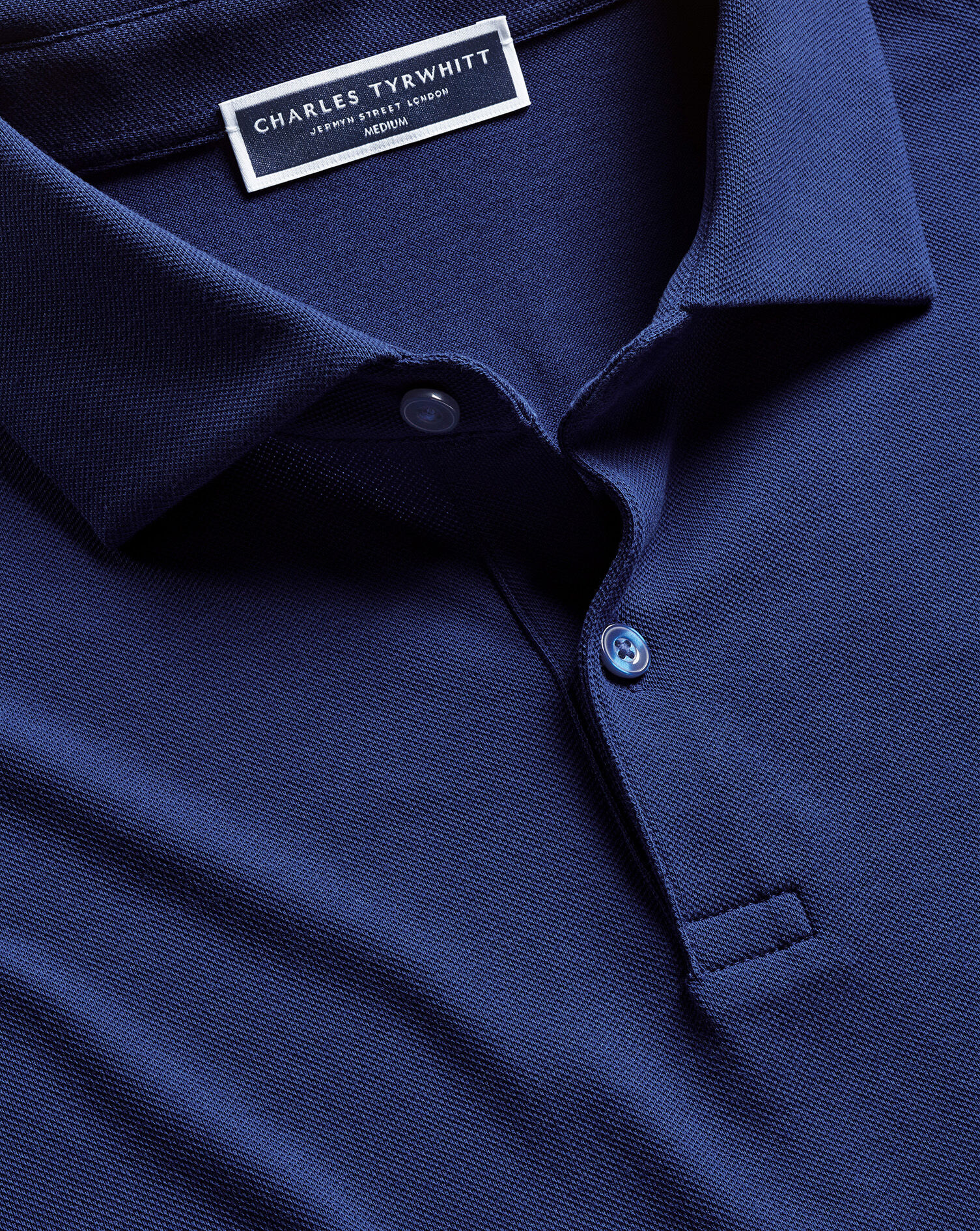 Long Sleeve Smart Pique Polo - Royal Blue