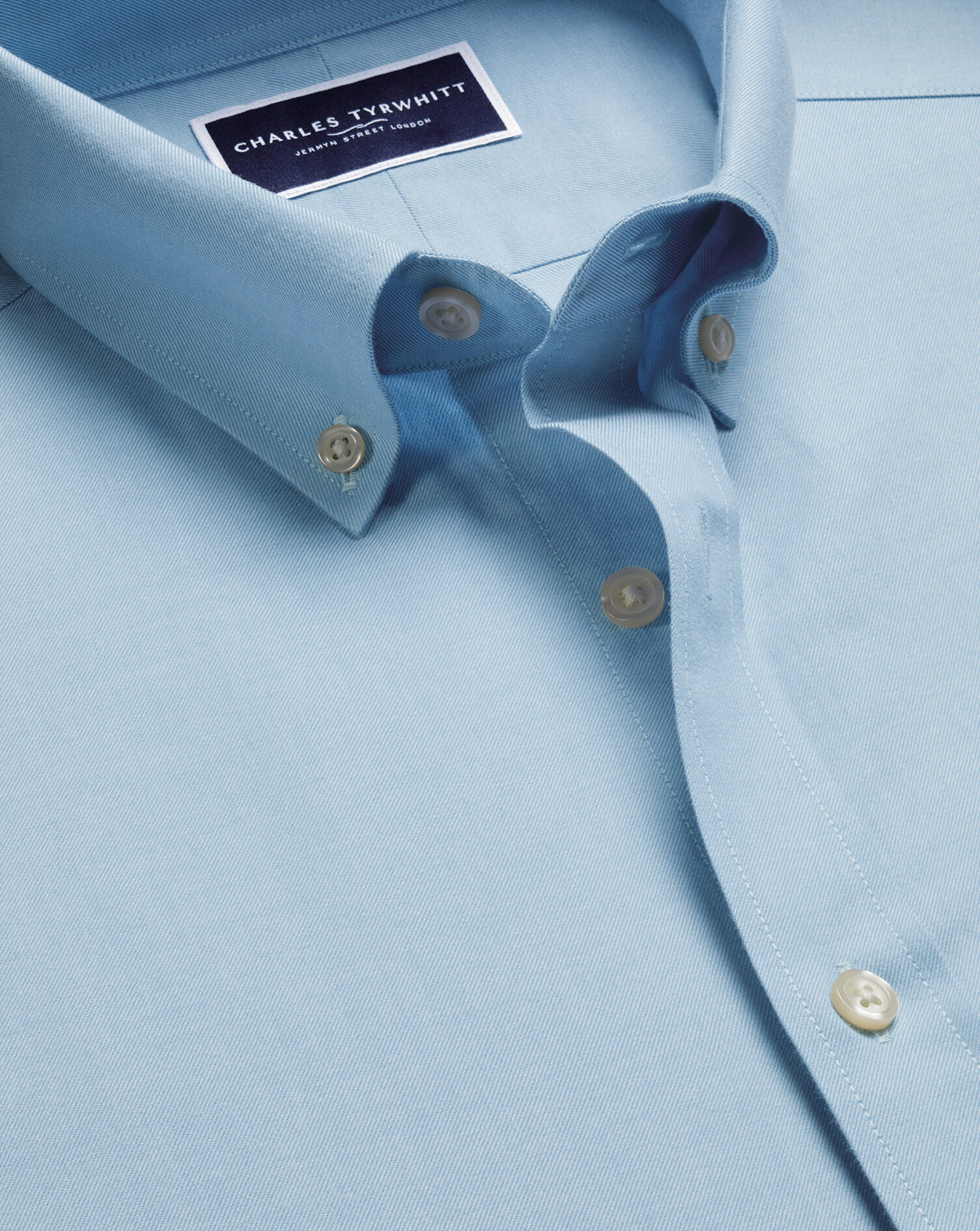Brushed Cotton Twill Shirt - Light Blue