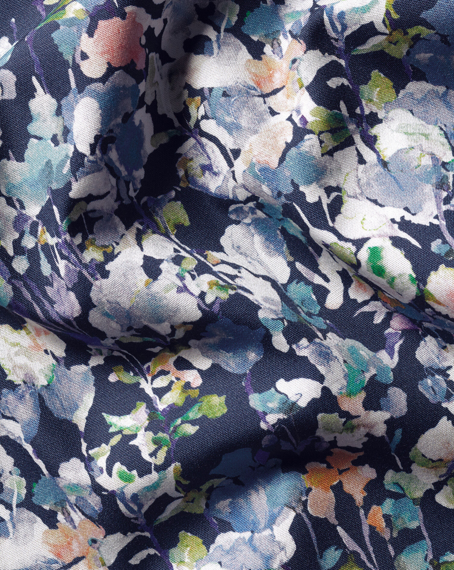Made with Liberty Fabric Semi-Spread Floral Shirt - Ink Blue
