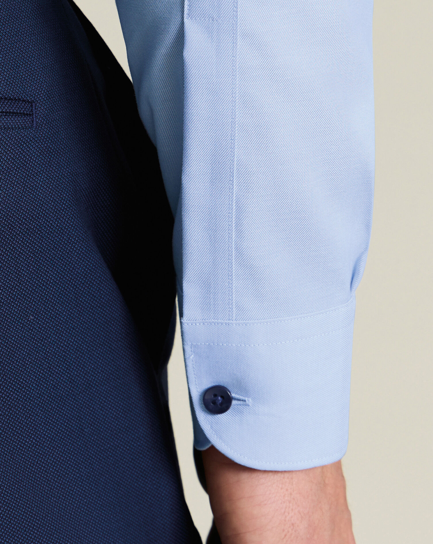 Non-Iron Stretch Printed Trim Shirt - Sky Blue