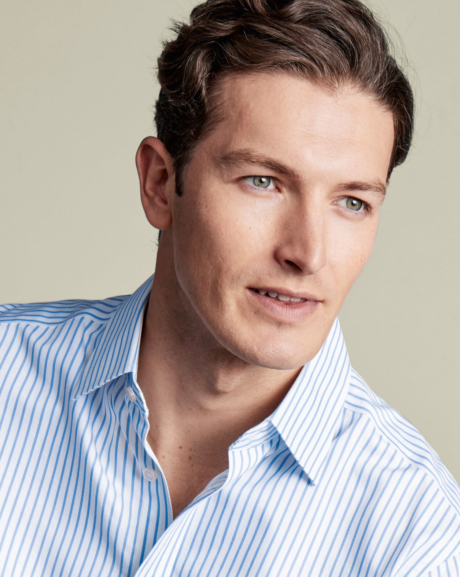 Non-Iron Twill Stripe Shirt - Cornflower Blue