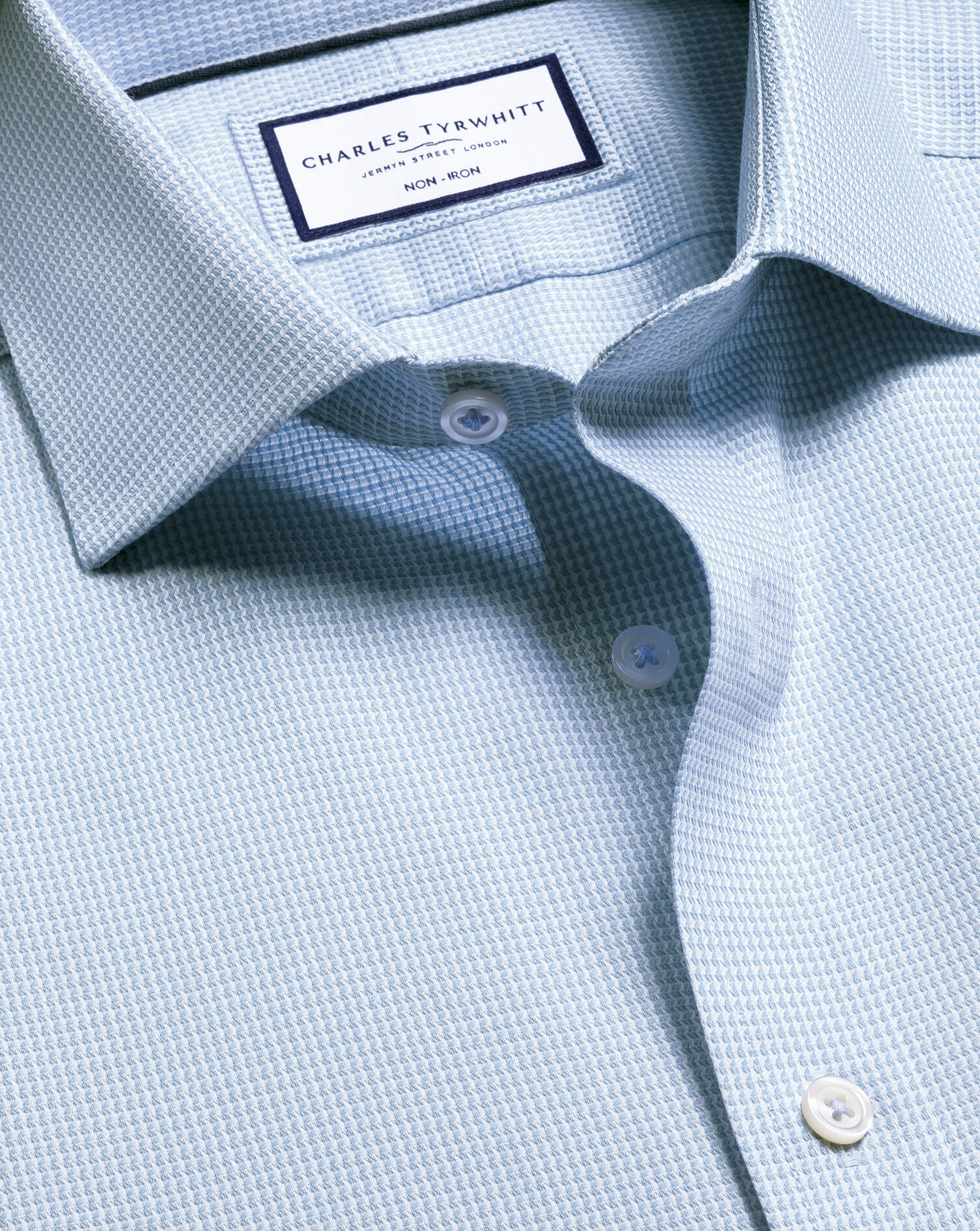 Non-Iron Stretch Burlington Weave Shirt - Sky Blue