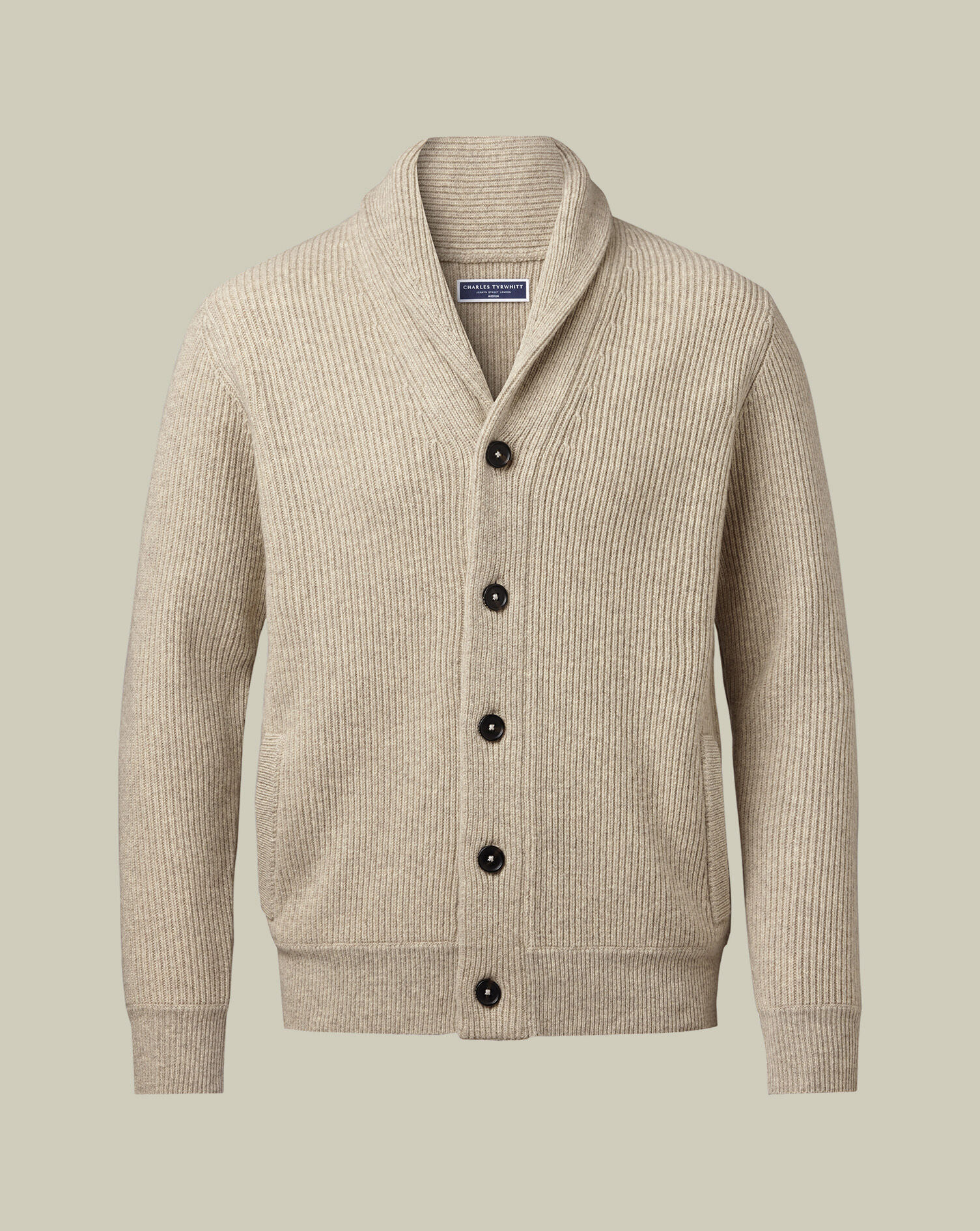 Merino Shawl Neck Chunky Cardigan - Oatmeal