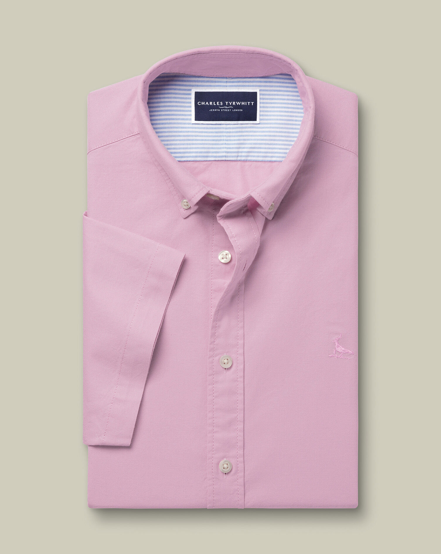 Stretch Washed Oxford Short Sleeve Shirt - Pink
