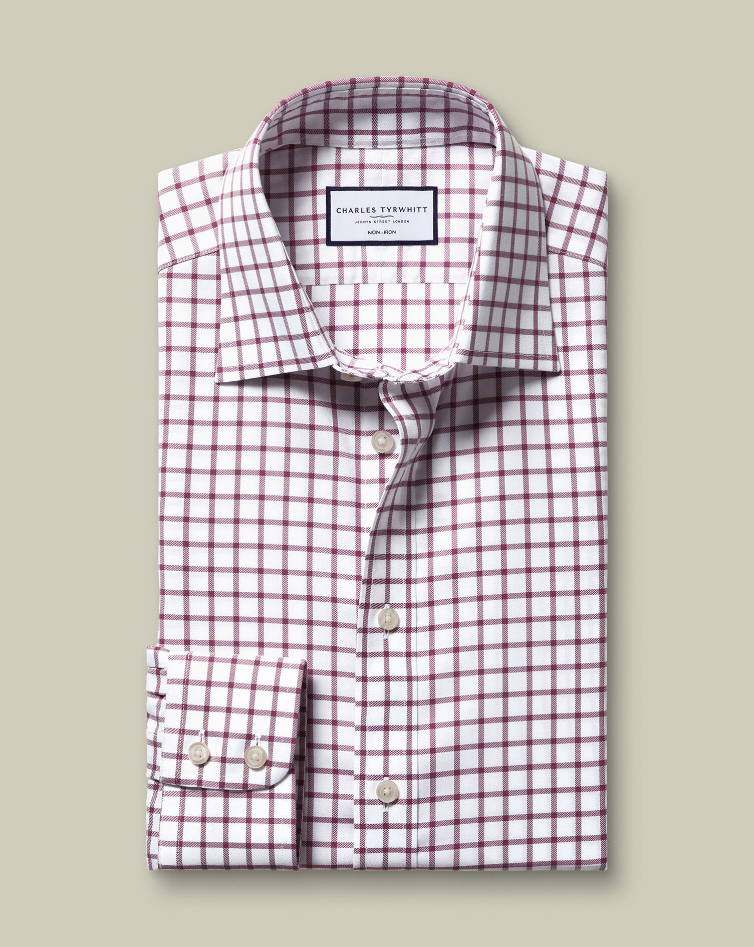Non-Iron Twill Check Shirt - Dark Pink