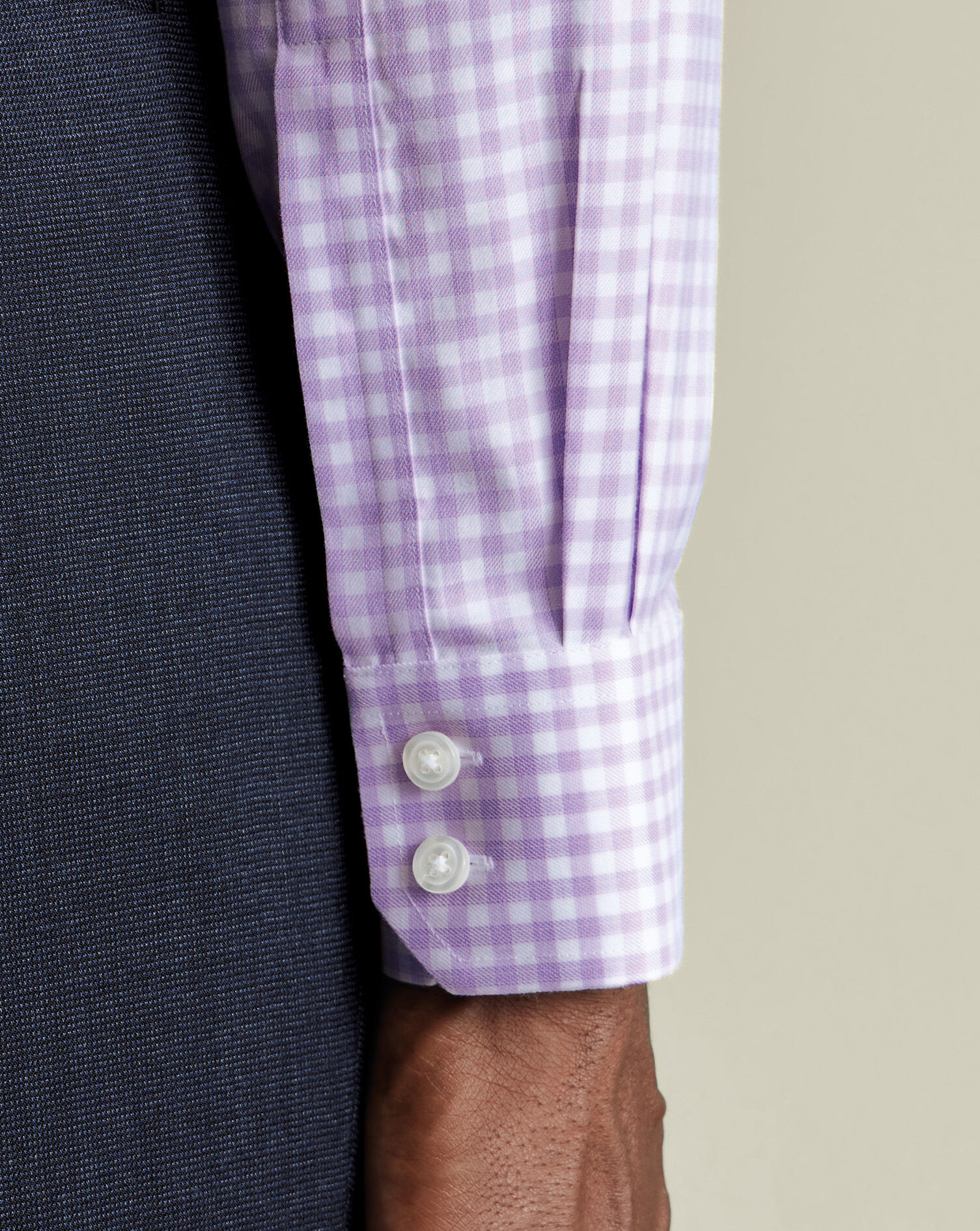 Non-Iron Twill Gingham Shirt - Lilac