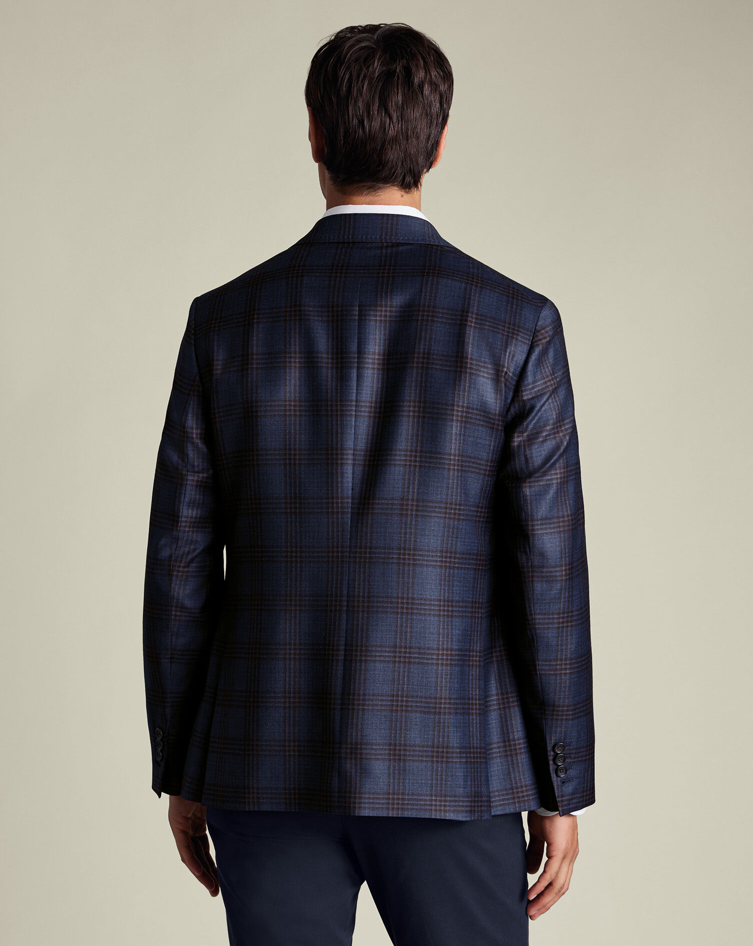 Luxury Italian Check Jacket - Ink Blue
