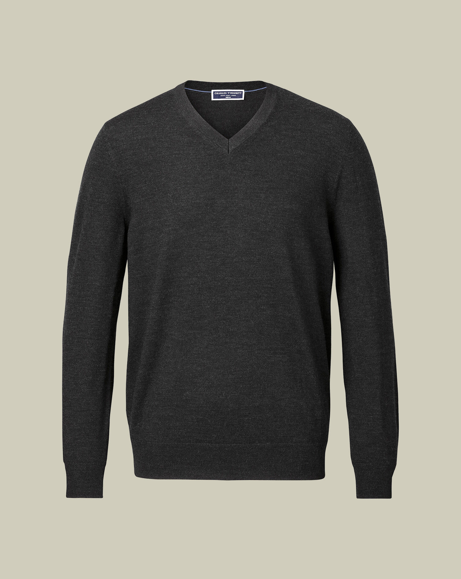 Pure Merino V-Neck Sweater - Charcoal Gray