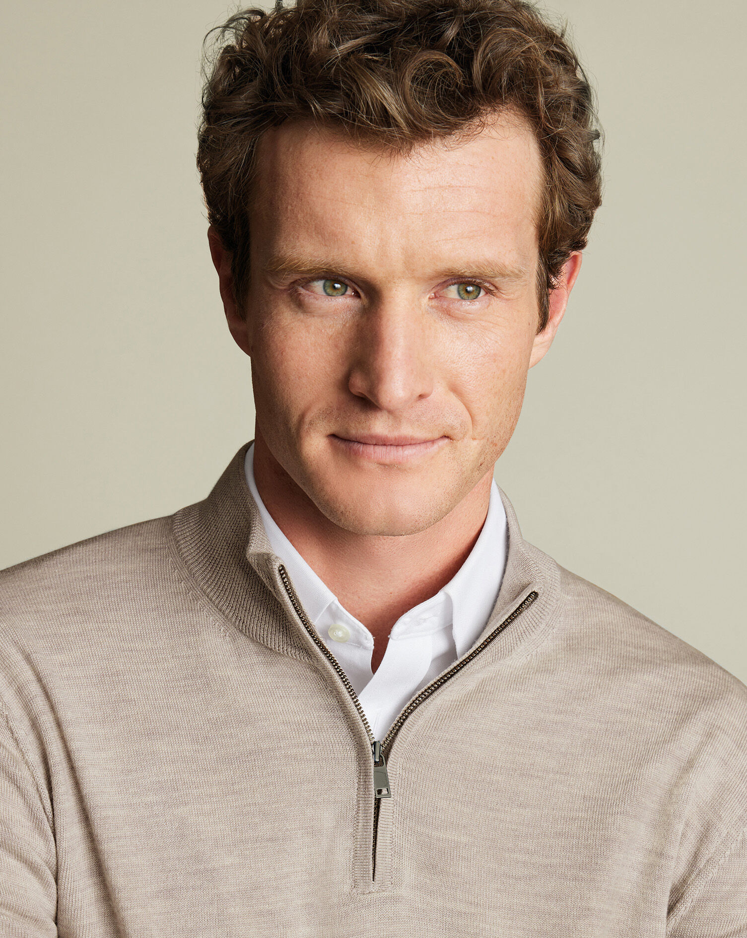 Merino Quarter Zip Sweater - Limestone