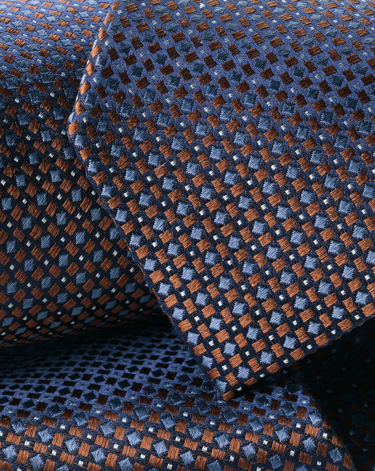 Silk Semi-Plain Tie - Chocolate Brown & Steel Blue