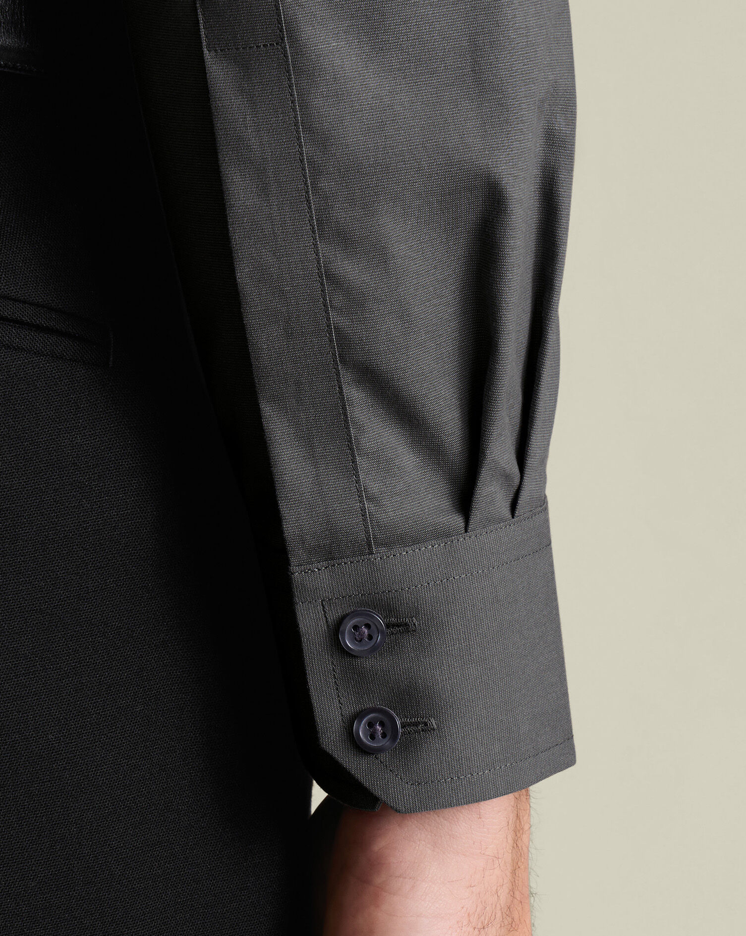 Non-Iron Stretch Poplin Shirt - Charcoal