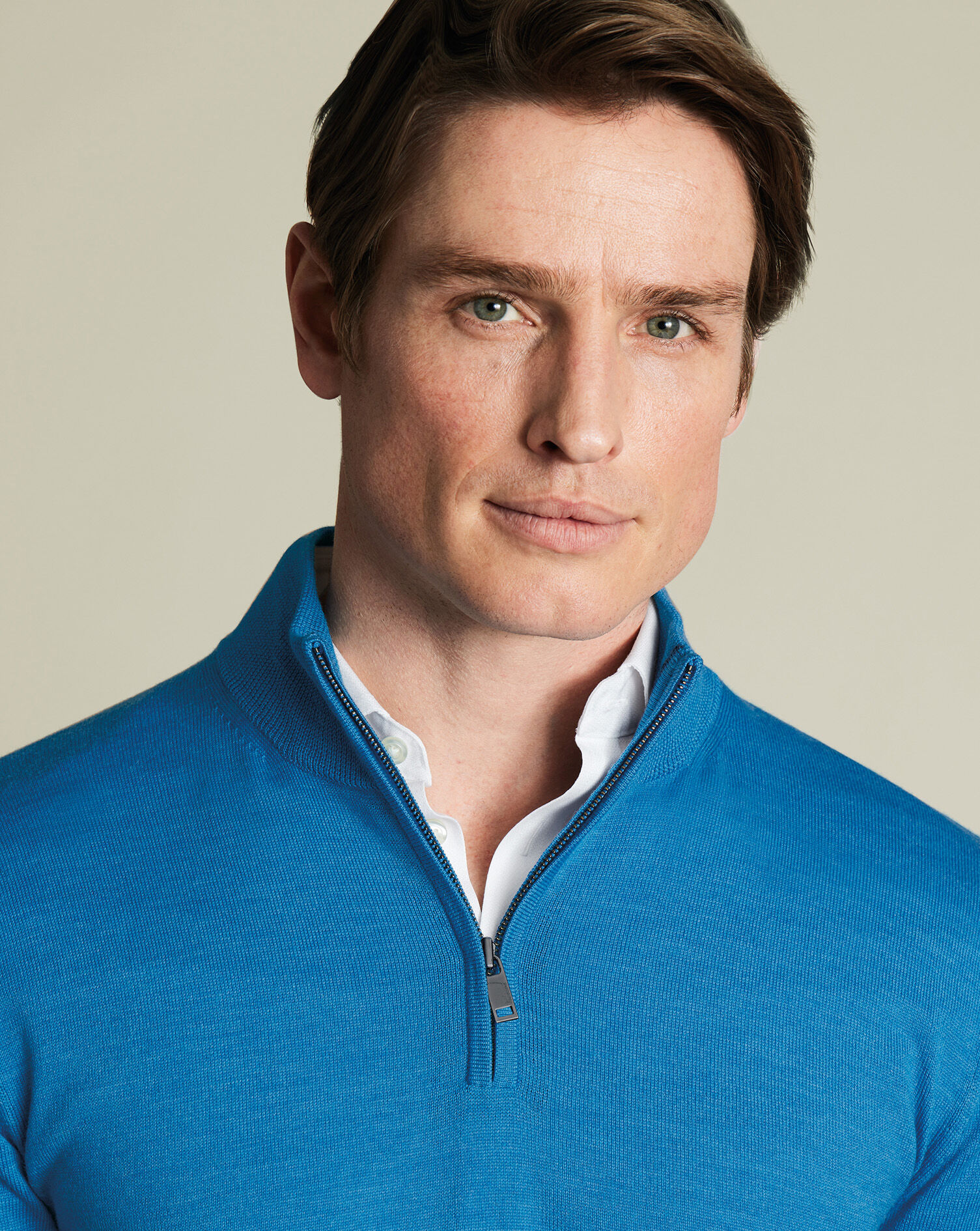 Merino Quarter Zip Sweater - Bright Blue