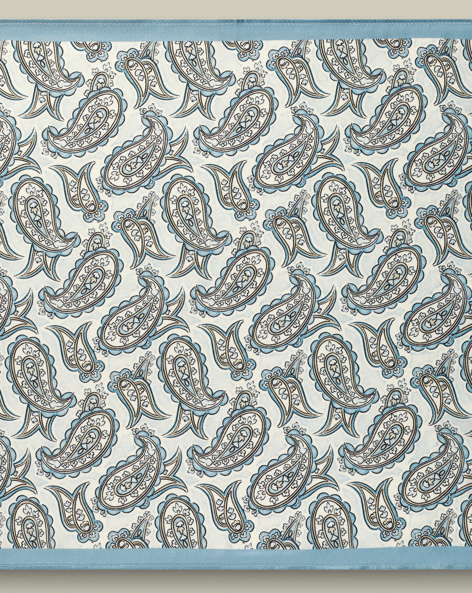 Silk Paisley Pocket Square - Pale Teal Green