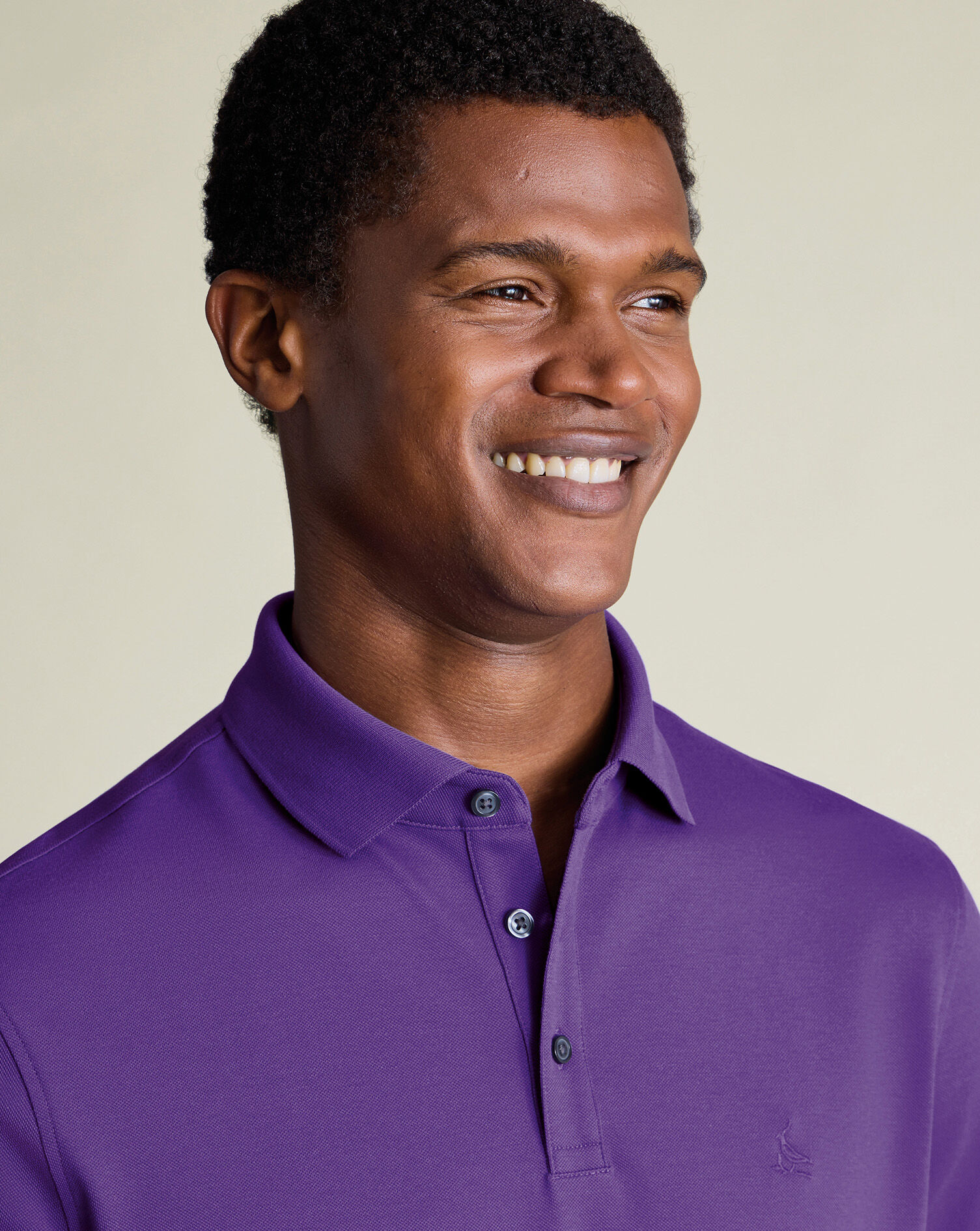 Cotton Stretch Pique Polo - Purple