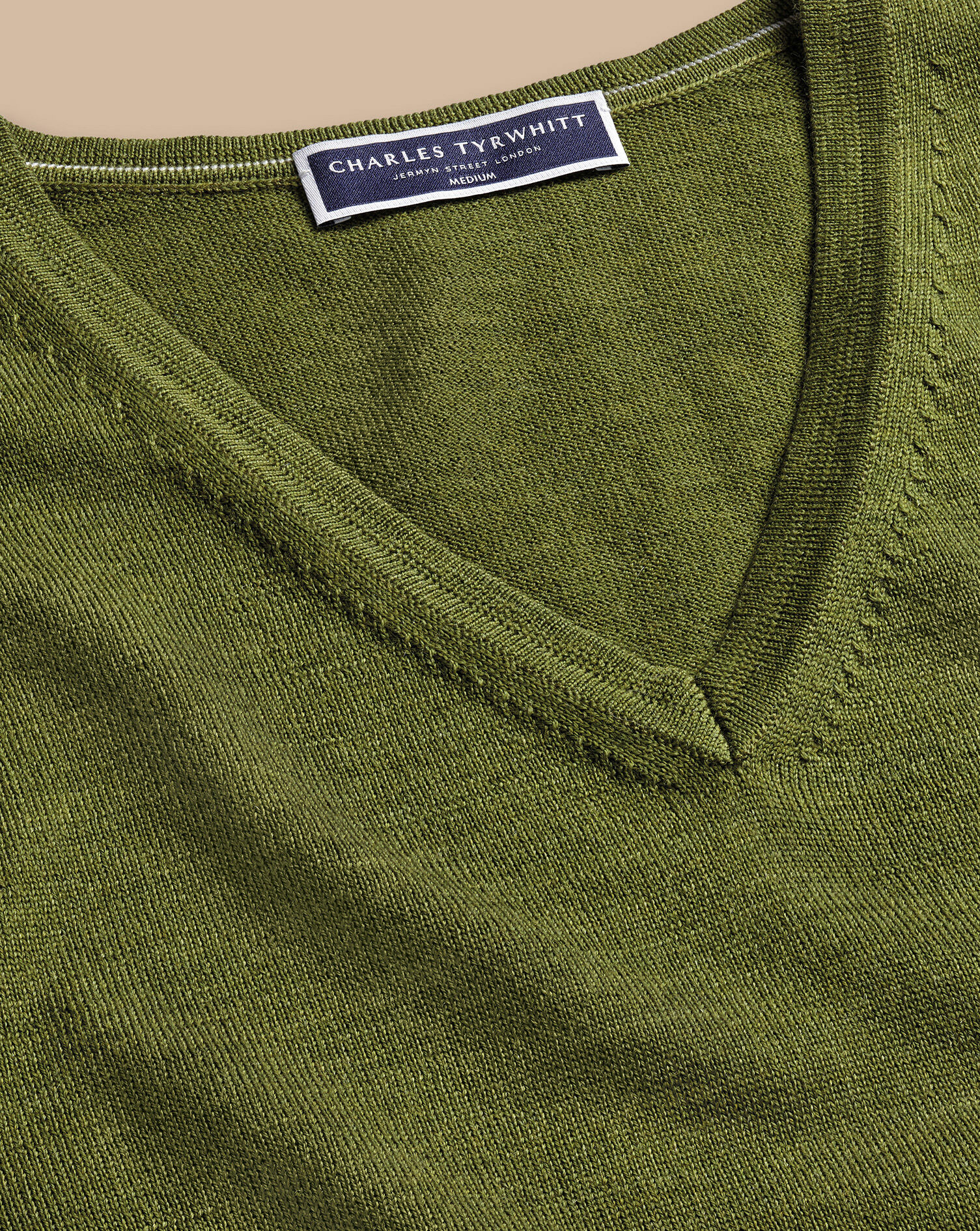 Merino V-Neck Sweater - Moss Green