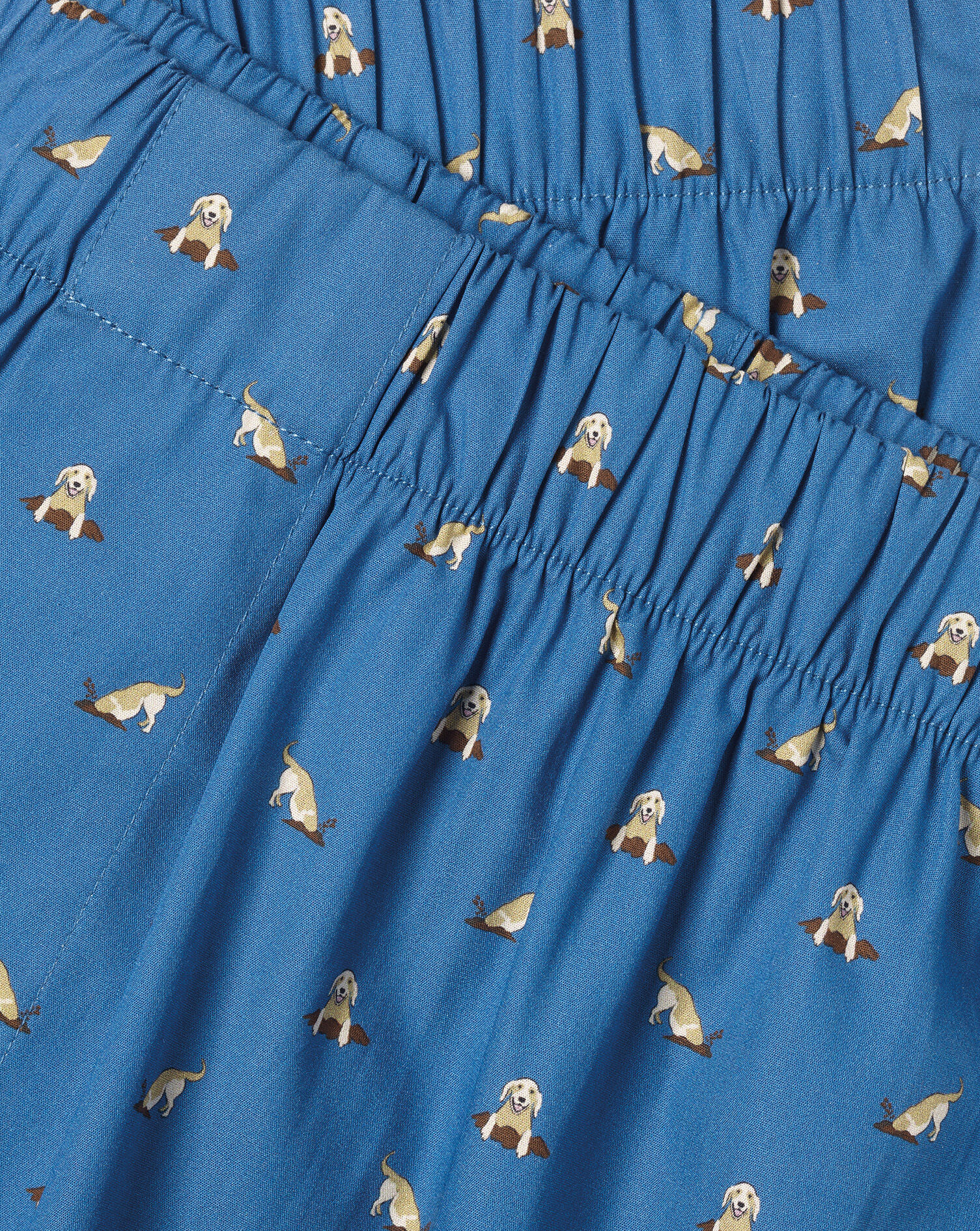Dog Print Woven Boxers - Cobalt Blue