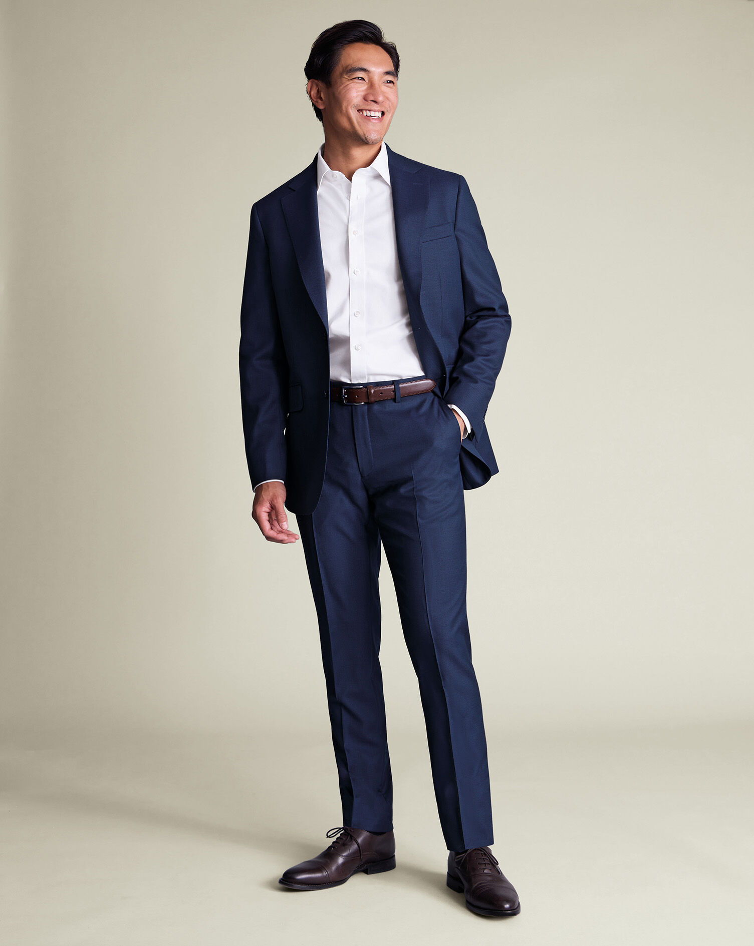Italian Luxury Birdseye Suit Pants - Royal Blue