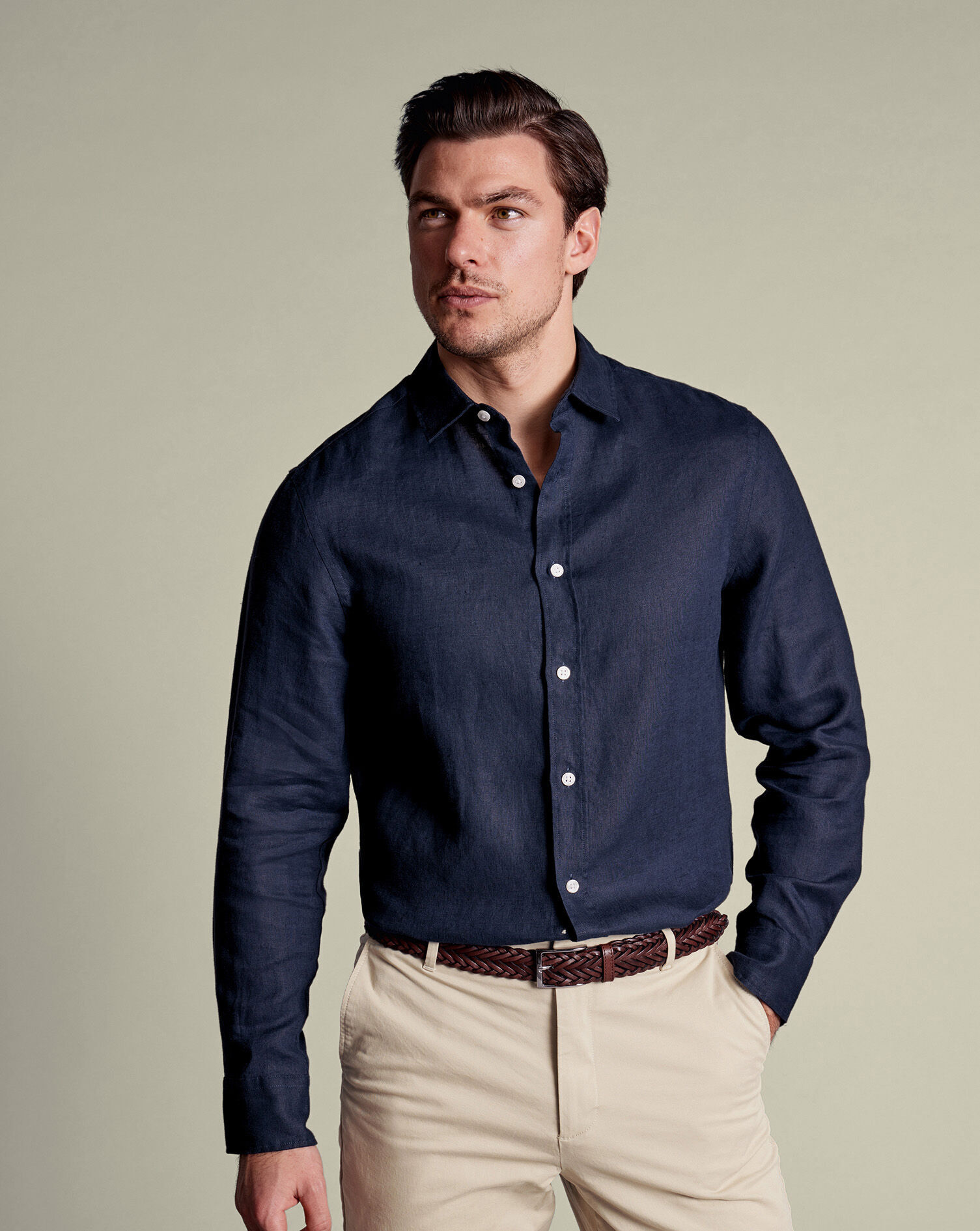 Pure Linen Shirt - Navy