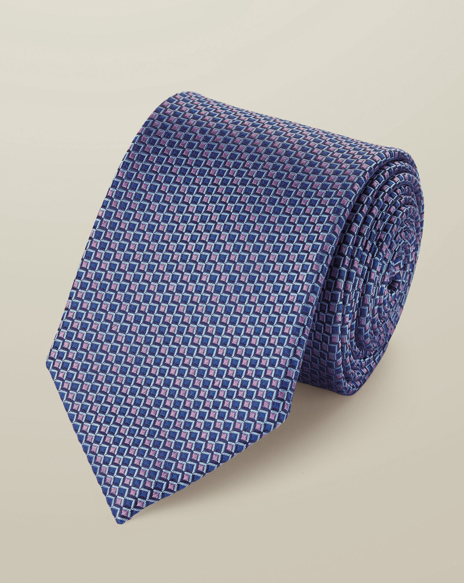 Silk Semi-Plain Patterned Tie - Cobalt Blue