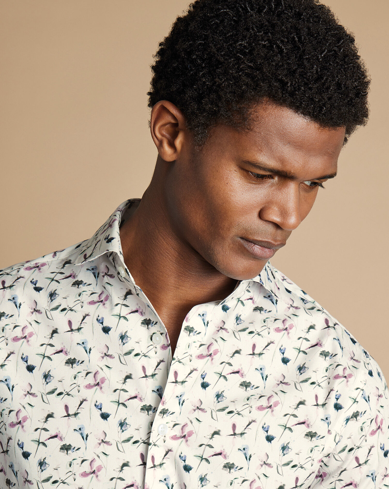 Made with Liberty Fabric Semi-Spread Floral Shirt - Ivory