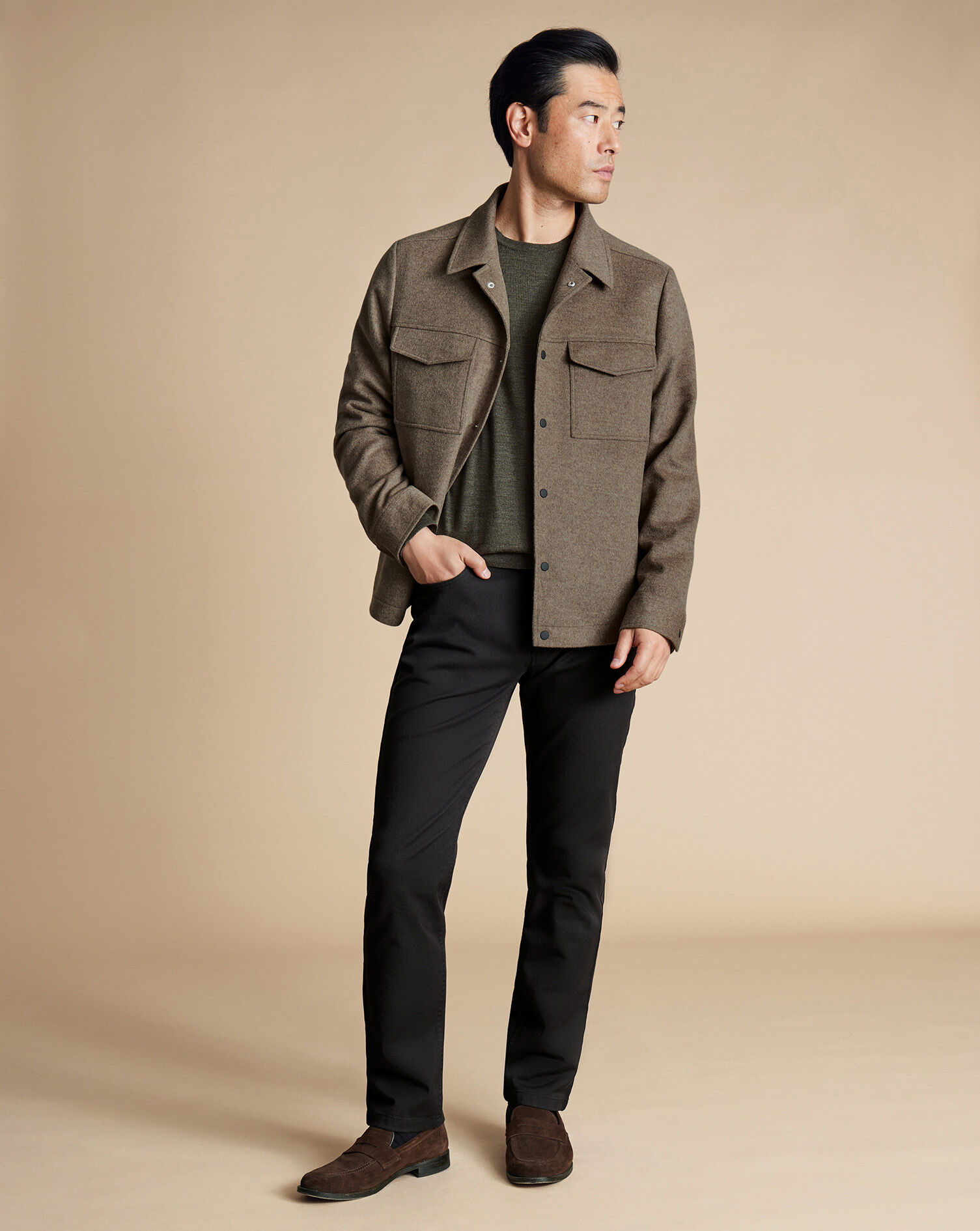 Oatmeal Wool Harrington Jacket