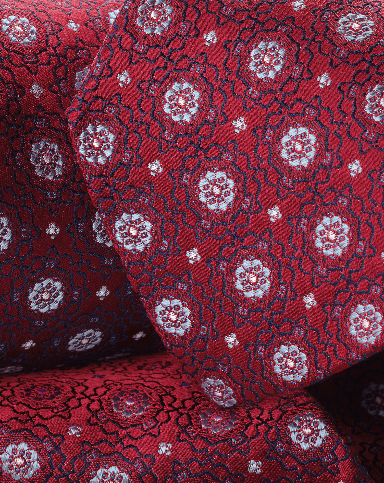 Silk Geo Print Tie - Red