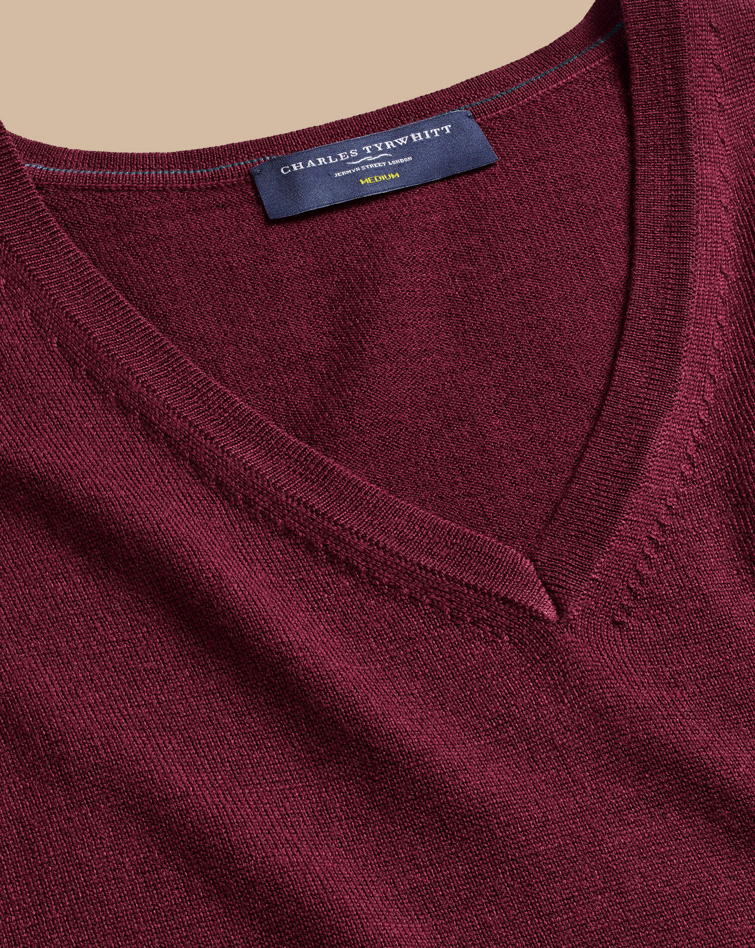 Merino V-Neck Sweater - Burgundy