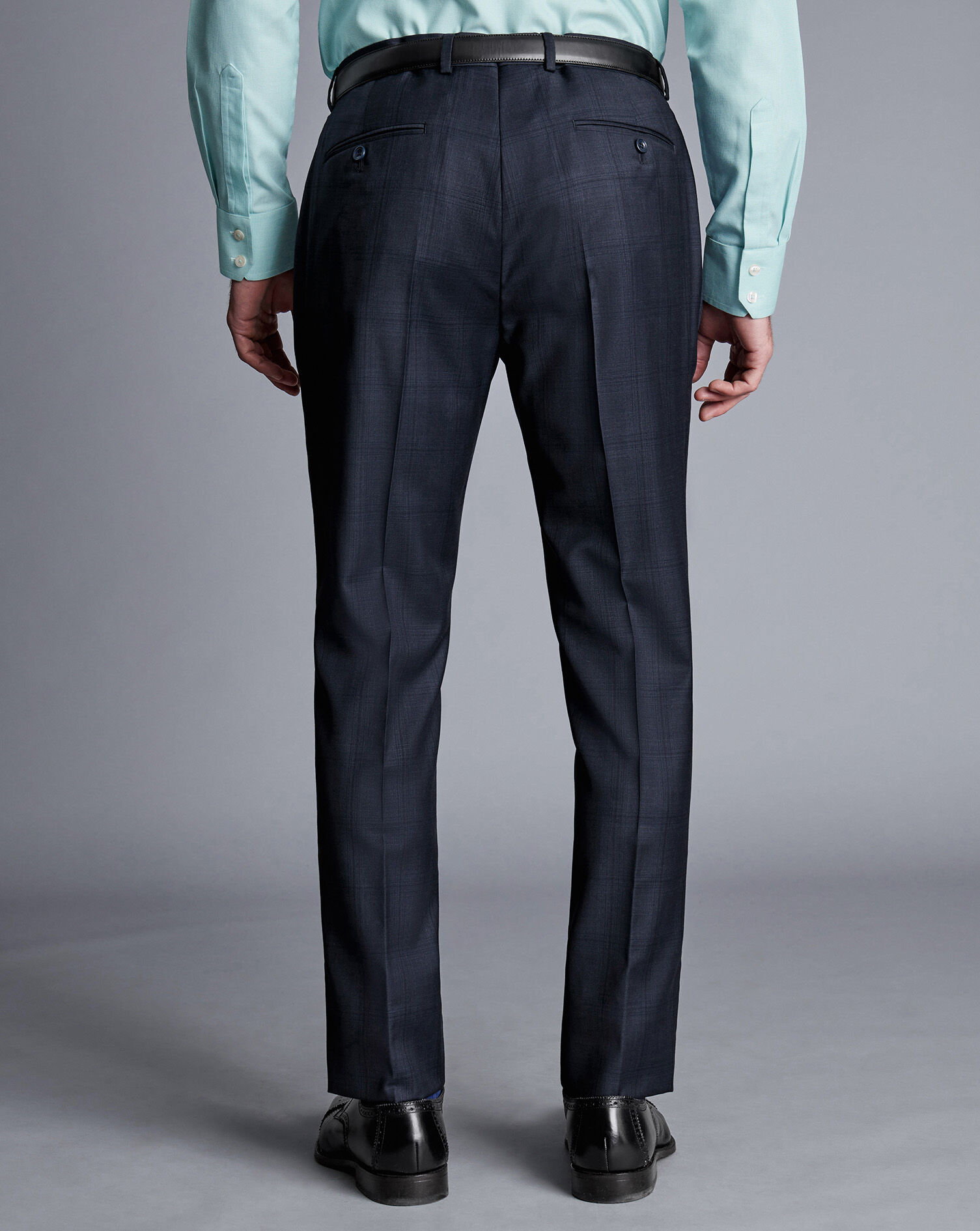 Ultimate Performance Check Suit Pants - Navy