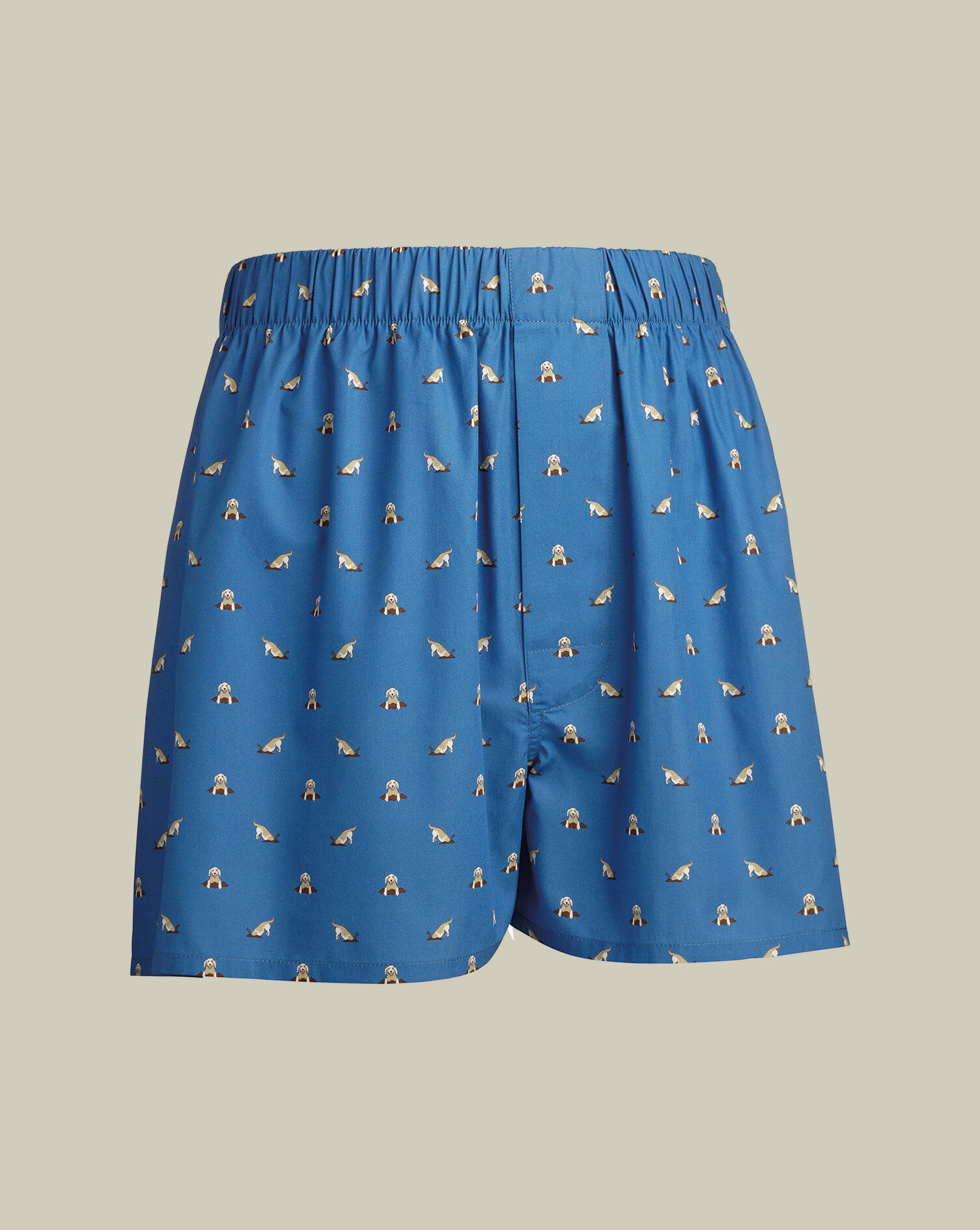 Dog Print Woven Boxers - Cobalt Blue